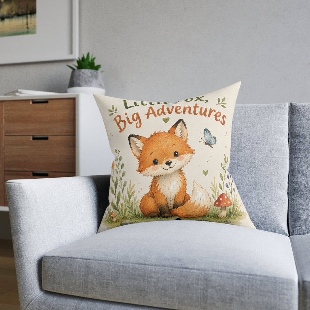 Square Cushion - Litte Fox, Big Adventures Nursery, Playroom, Themed Children Bedrooms