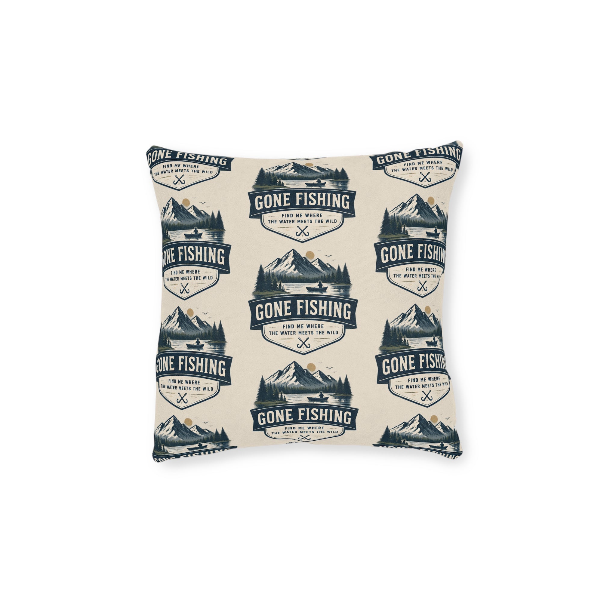 Square Cushion – Gone Fishing | Fishing & Angling Cushion