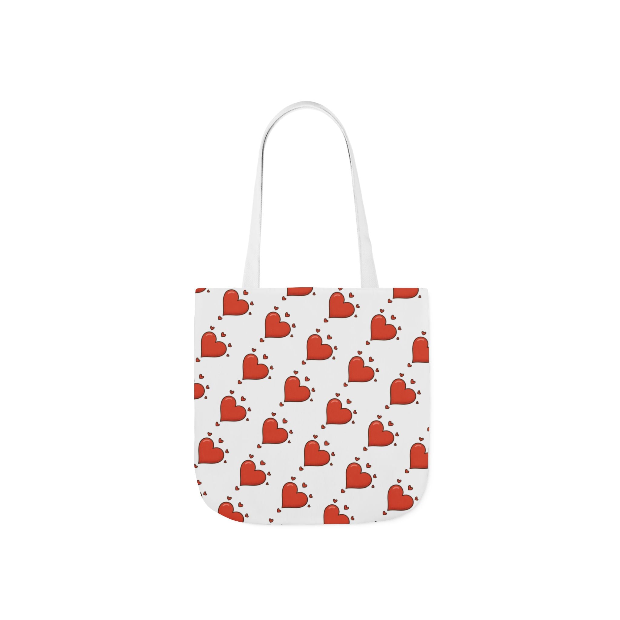 Heart Print Canvas Tote Bag with 5-Color Straps