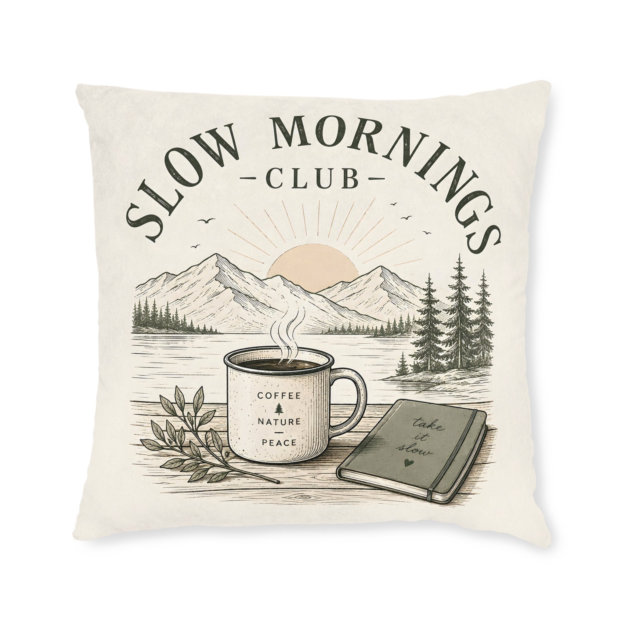 Square Cushion - Slow Mornings Club