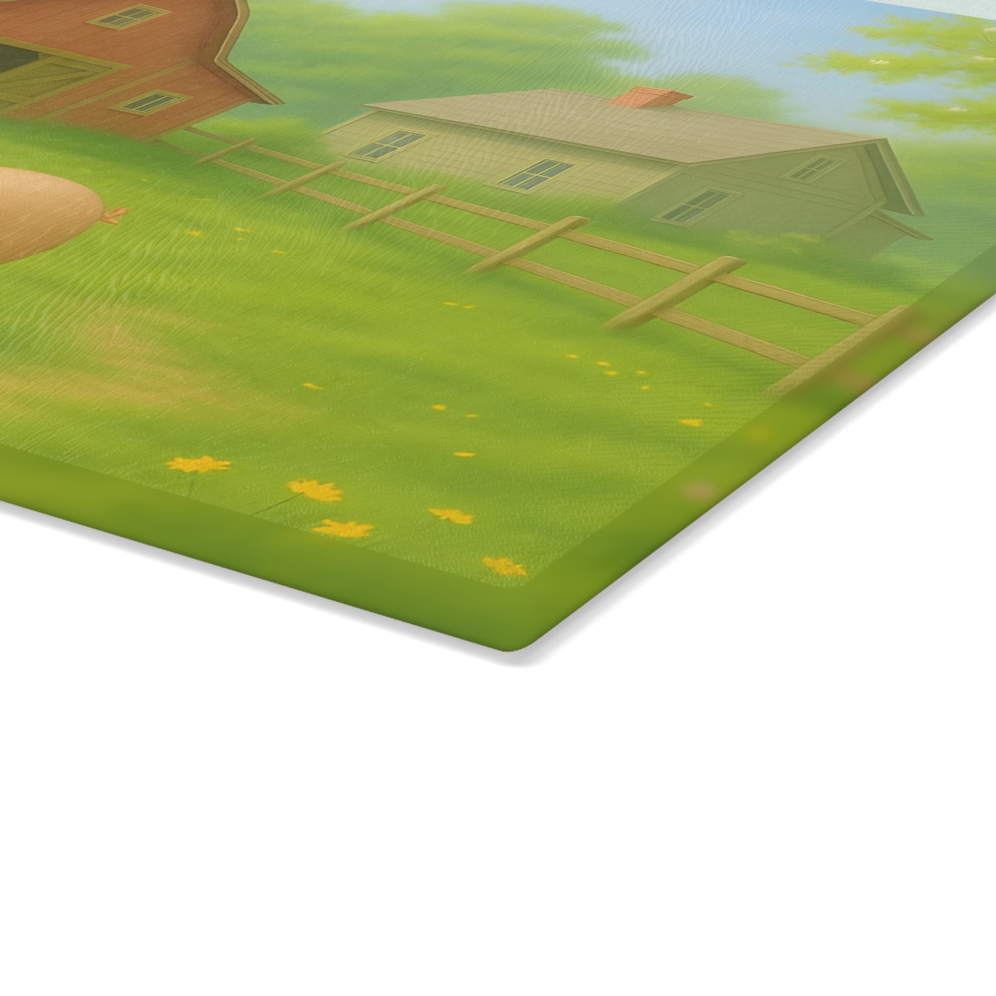 Glass Cutting Board - Rustic Farm Design