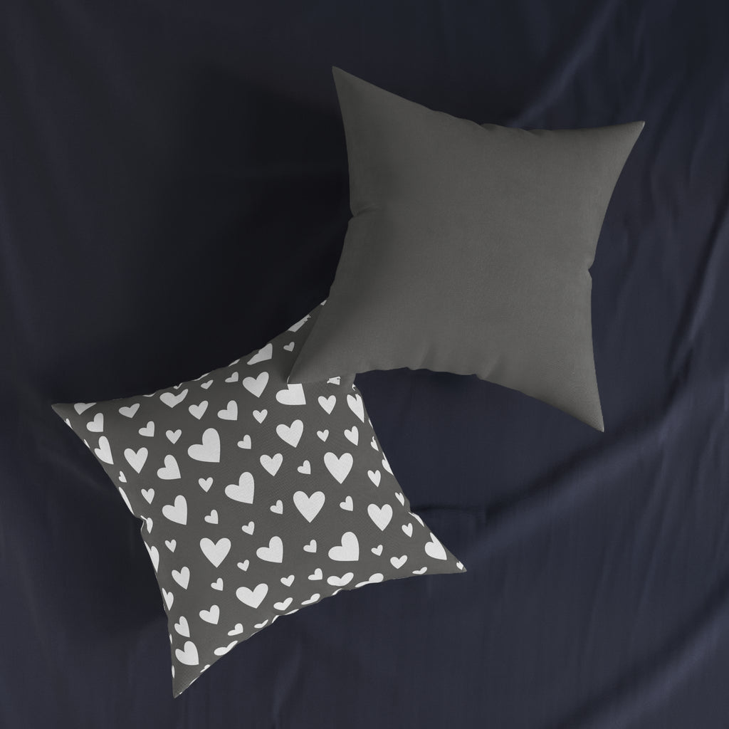 Square Cushion - Hearts - Grey