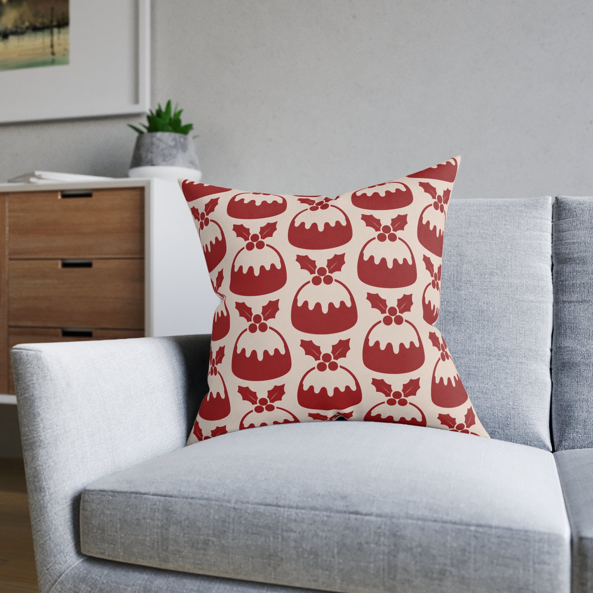 Square Cushion - Christmas Pudding - Christmas
