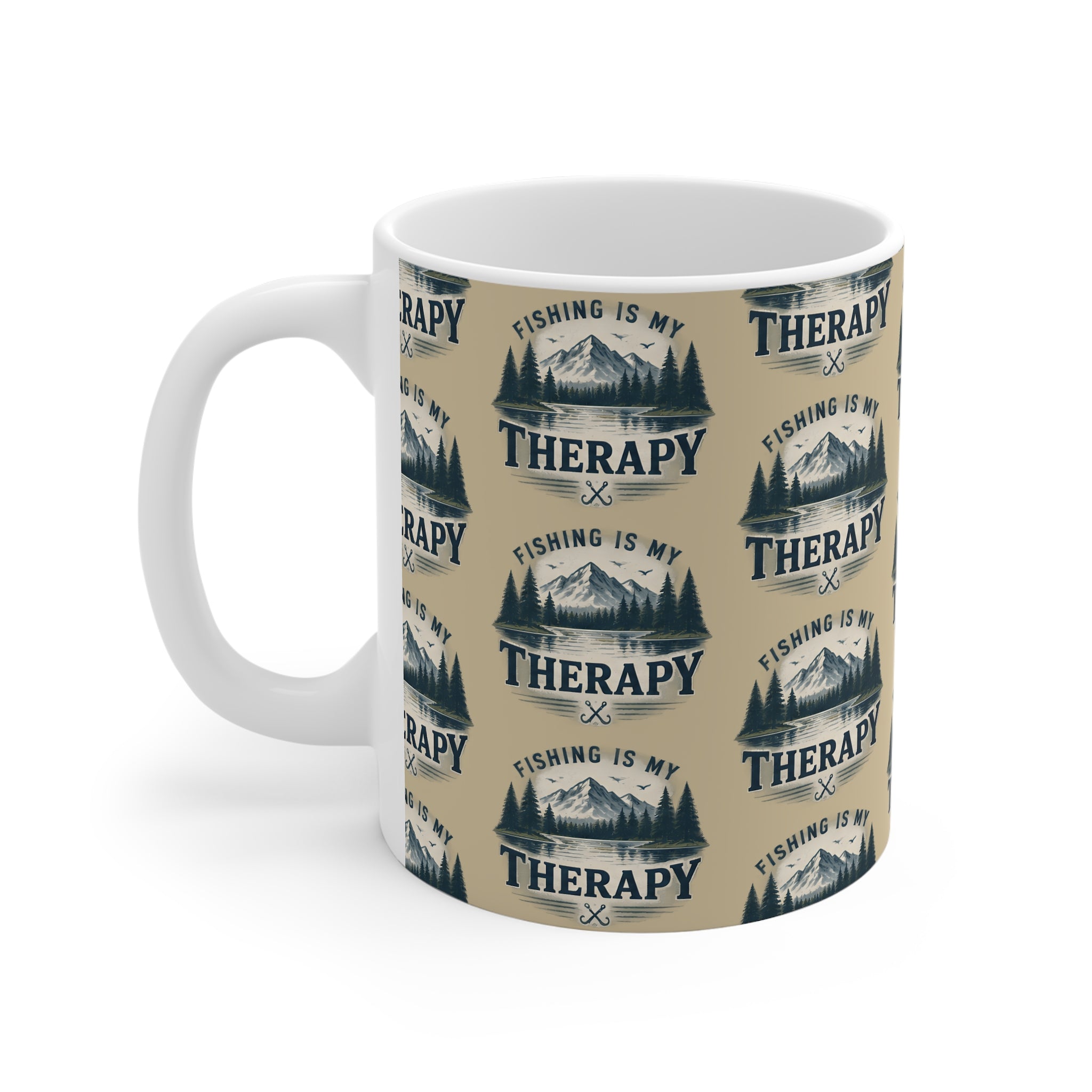 Ceramic Mug – Fishing Is My Therapy | Pattern Fishing Mug