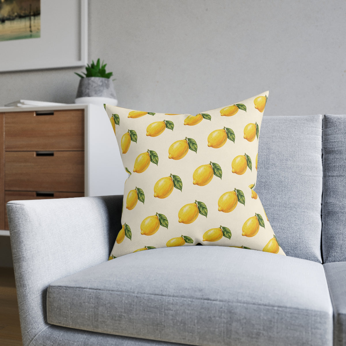 Square Cushion – Lemon Pattern | Fruit & Summer Home Decor