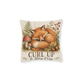 Square Cushion – Curl Up & Stay Cosy Fox | Woodland Animal Cushion