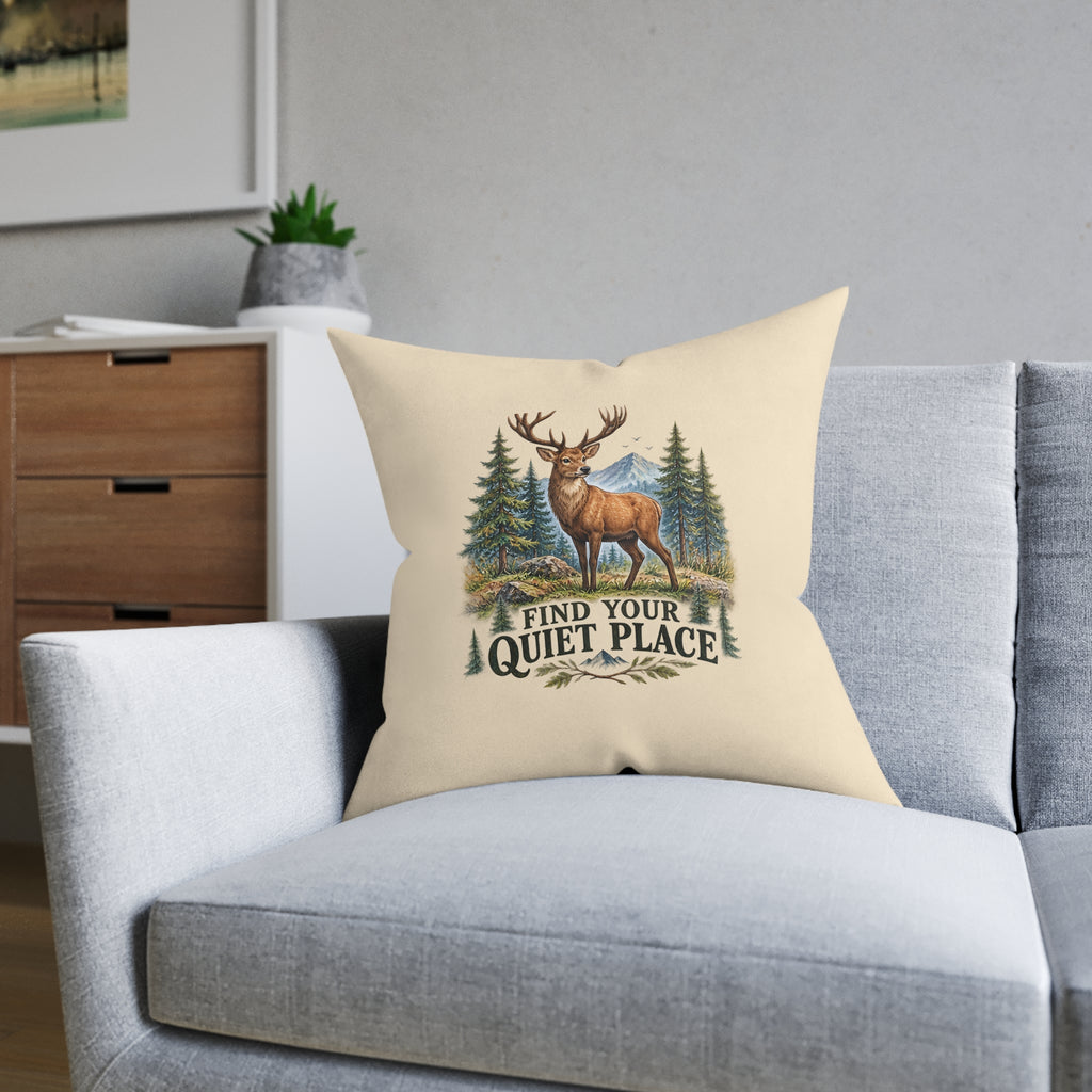 Square Cushion – Find Your Quiet Place | Nature & Relaxation Cushion