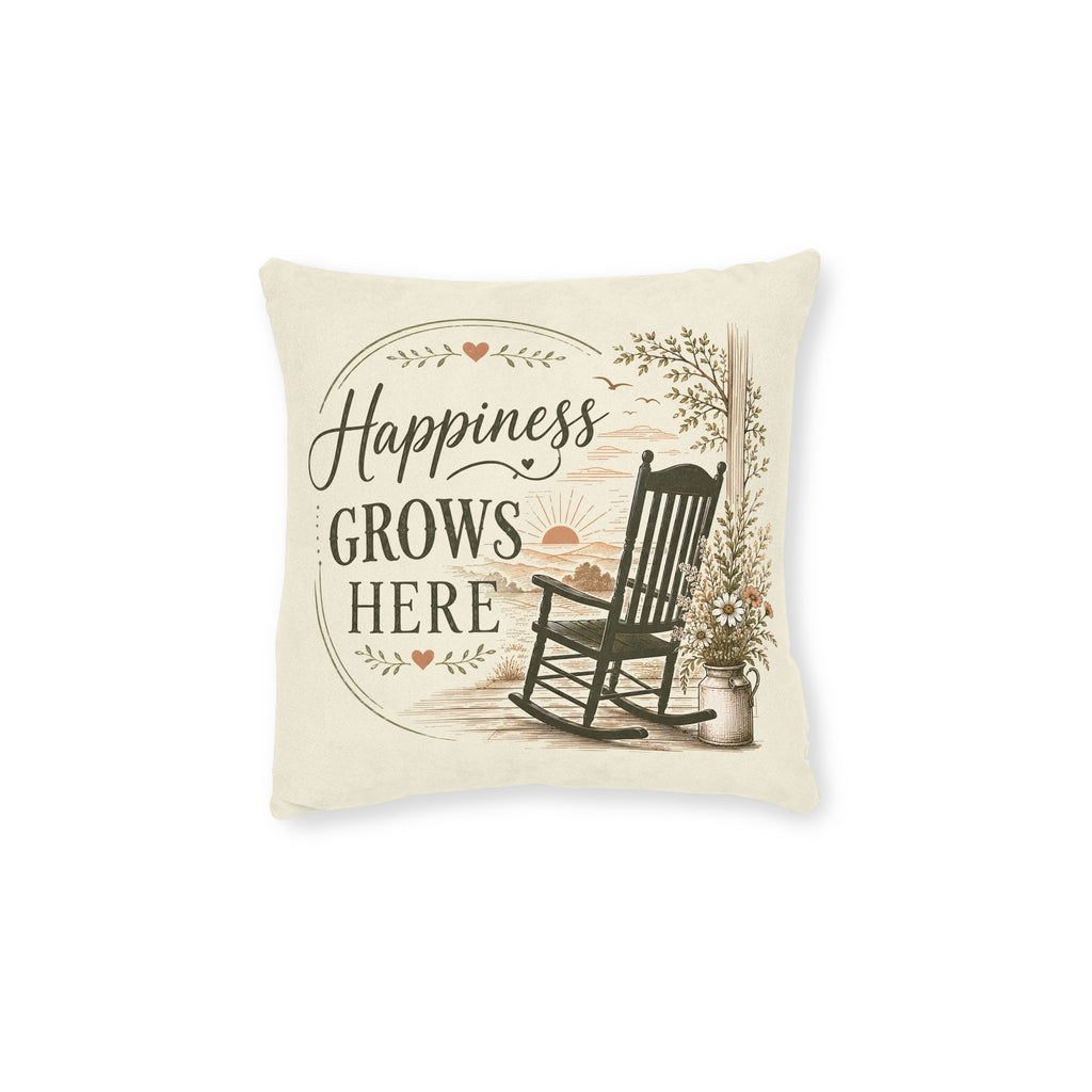 Square Cushion - Happiness Grows Here | Garden & Nature Home Decor