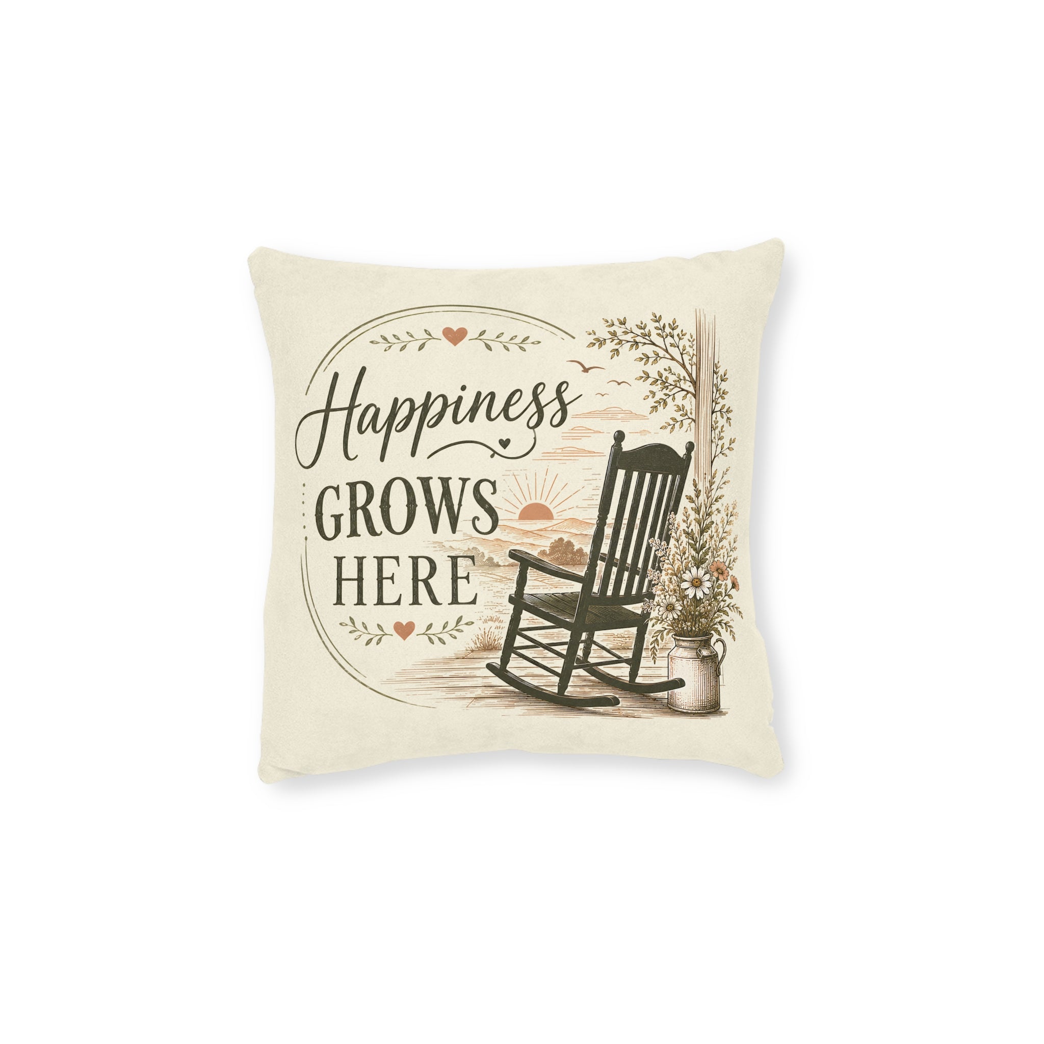 Square Cushion - Happiness Grows Here