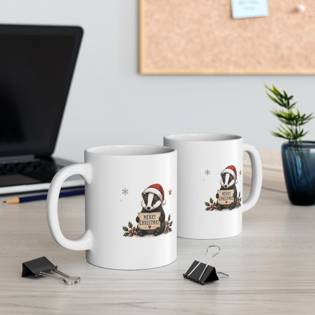 Ceramic Mug - Christmas Woodland Badger