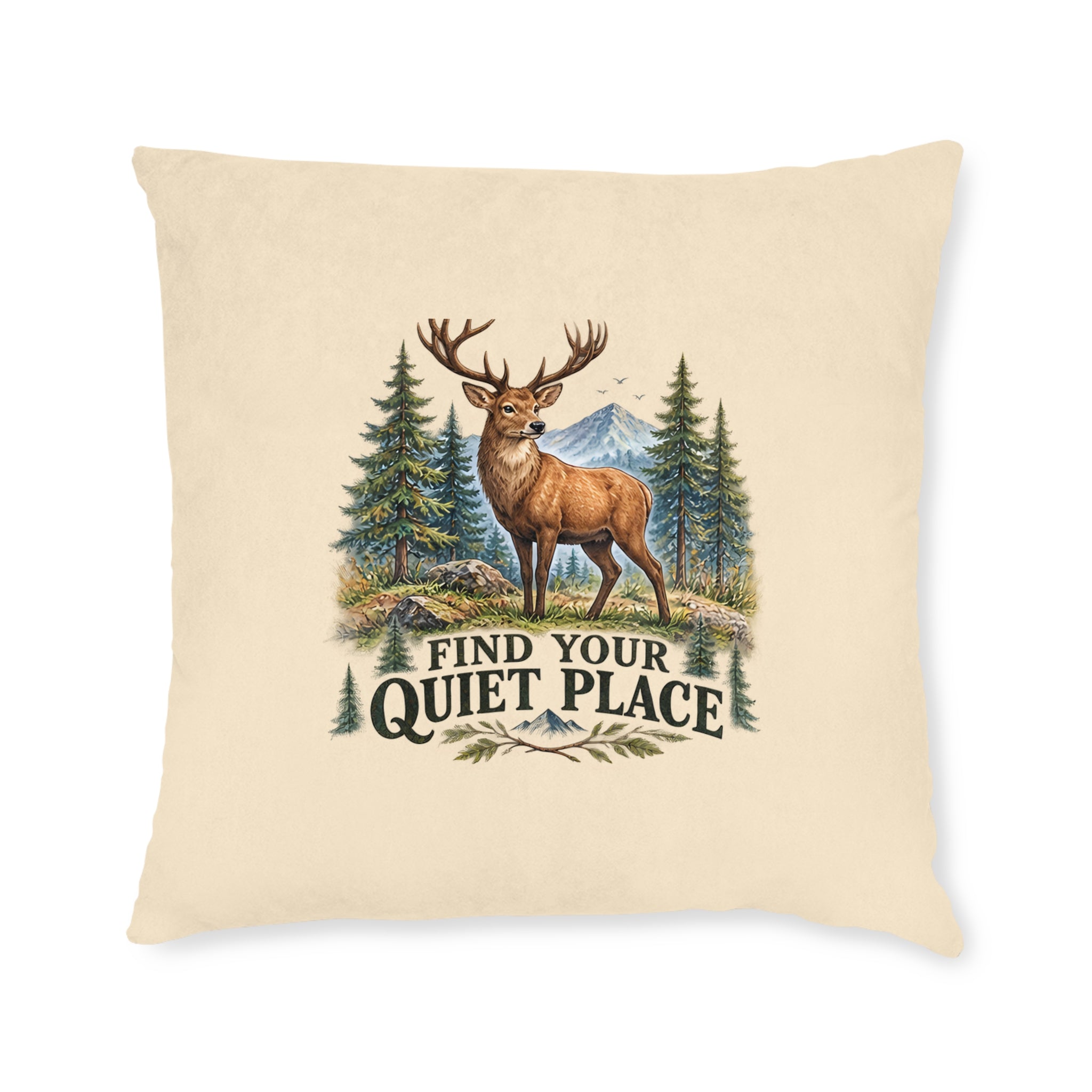 Square Cushion – Find Your Quiet Place | Nature & Relaxation Cushion
