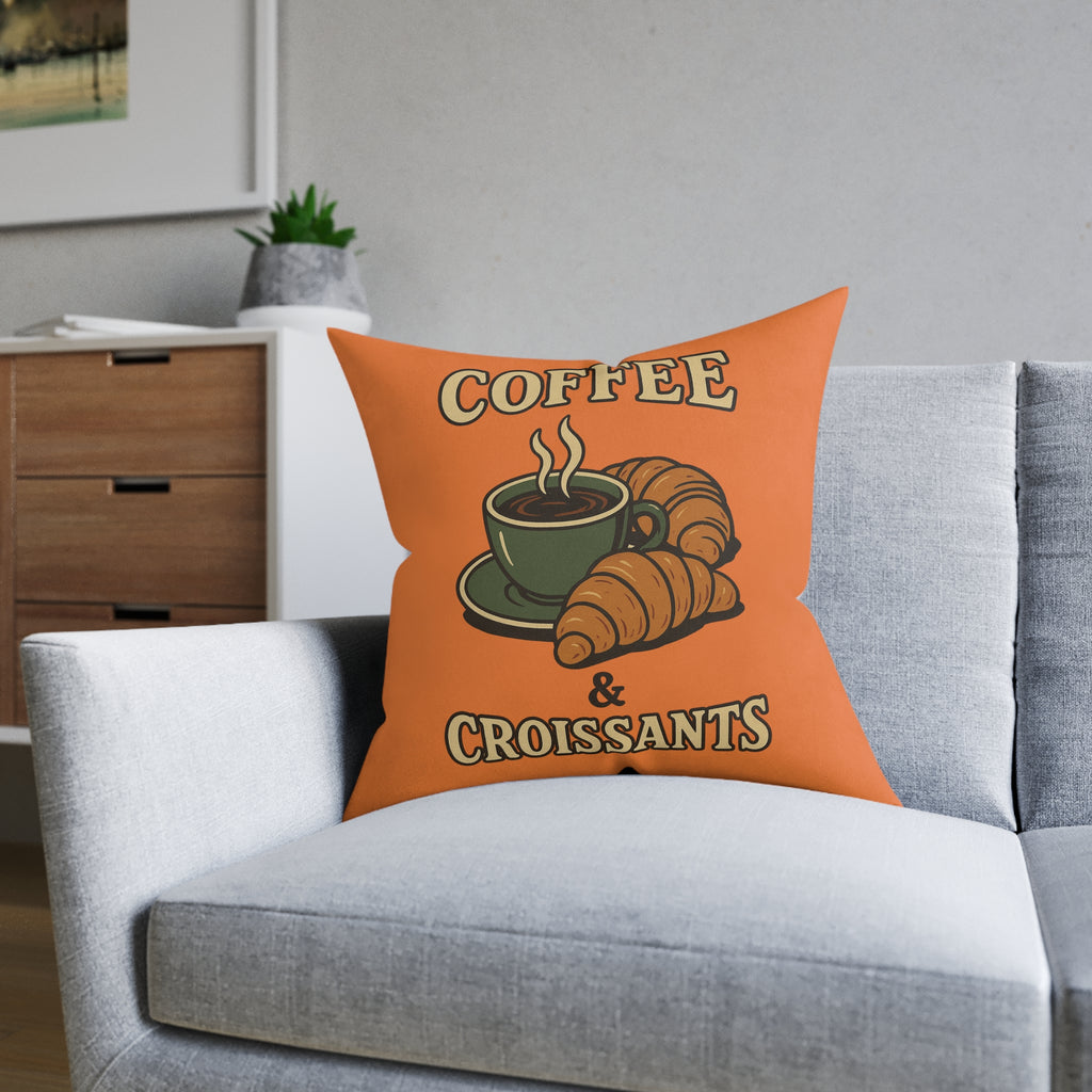 Square Cushion - Coffee & Croissants Decor