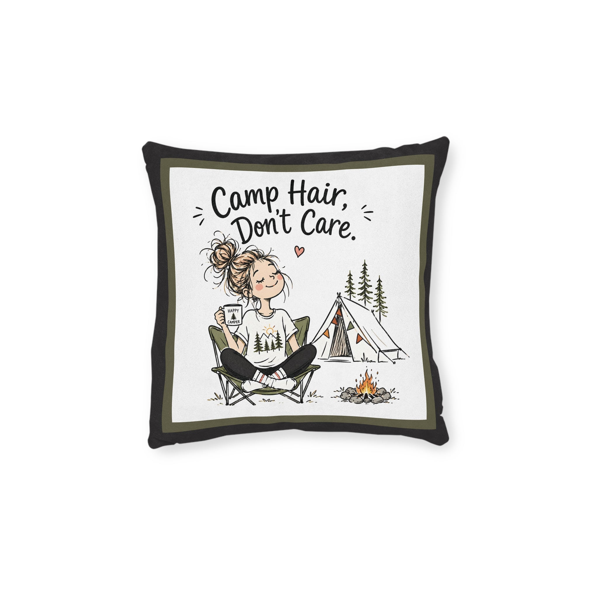 Square Cushion – Camp Hair, Don't Care | Camping Cushion