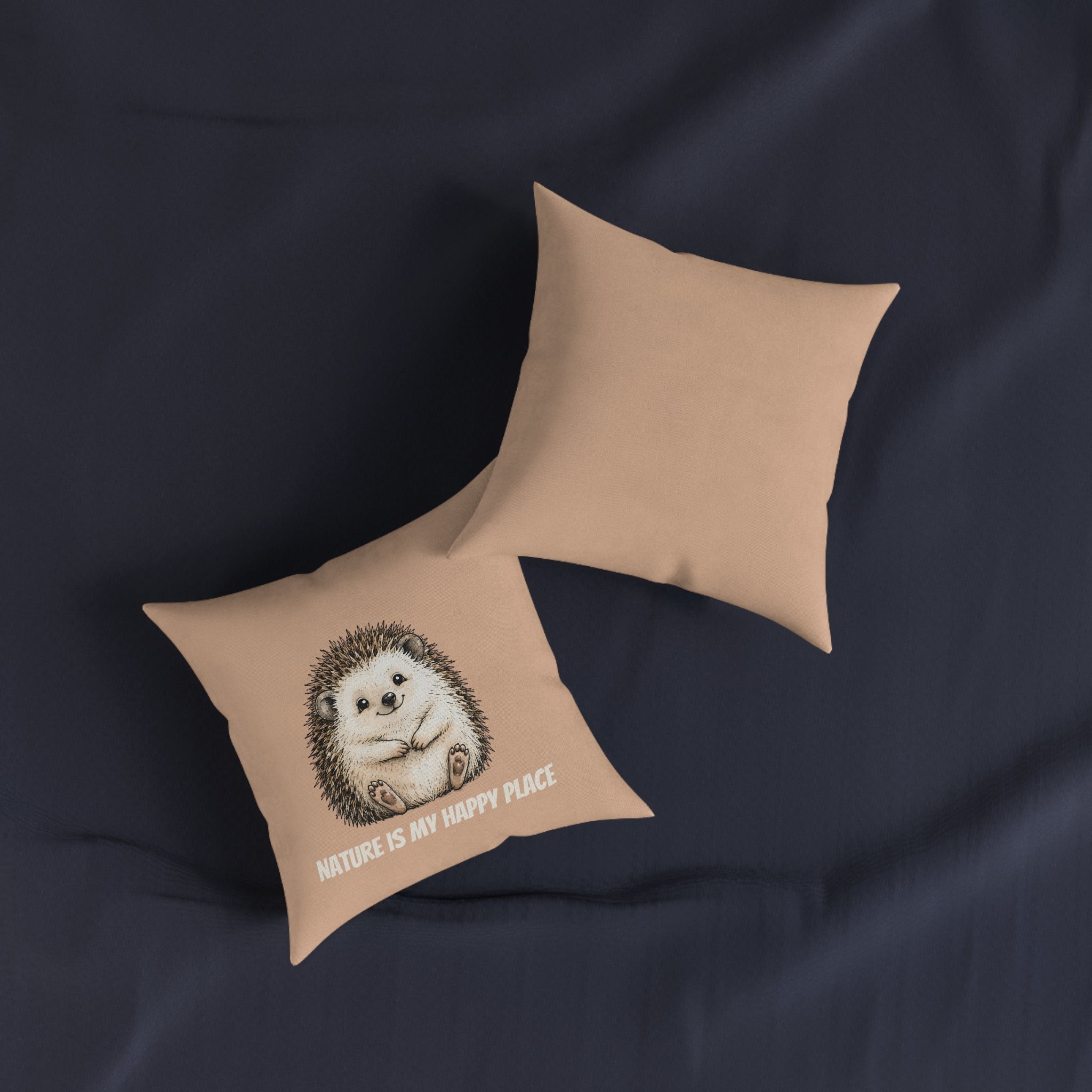 Square Cushion – Nature Is My Happy Place | Hedgehog Cushion