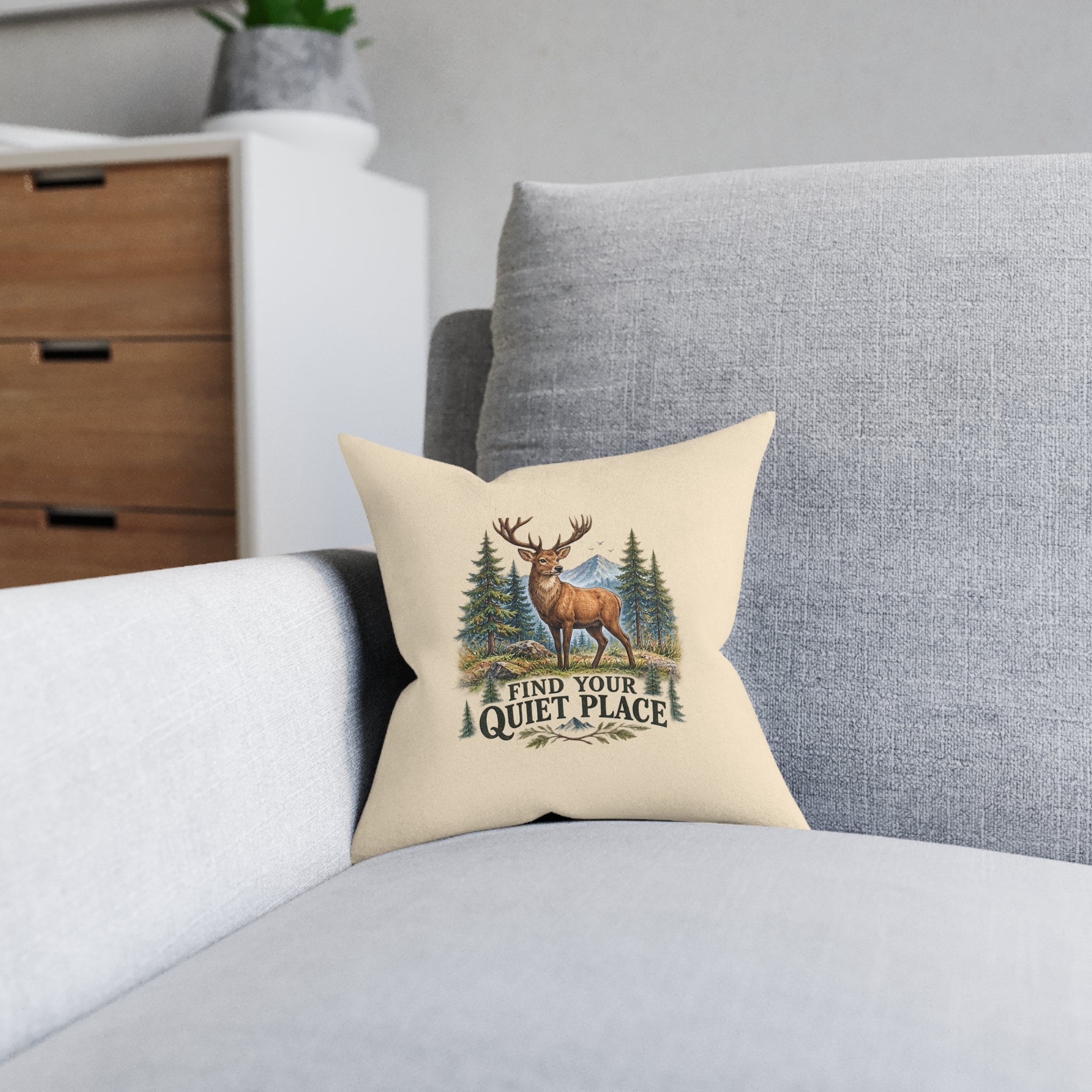 Square Cushion – Find Your Quiet Place | Nature & Relaxation Cushion