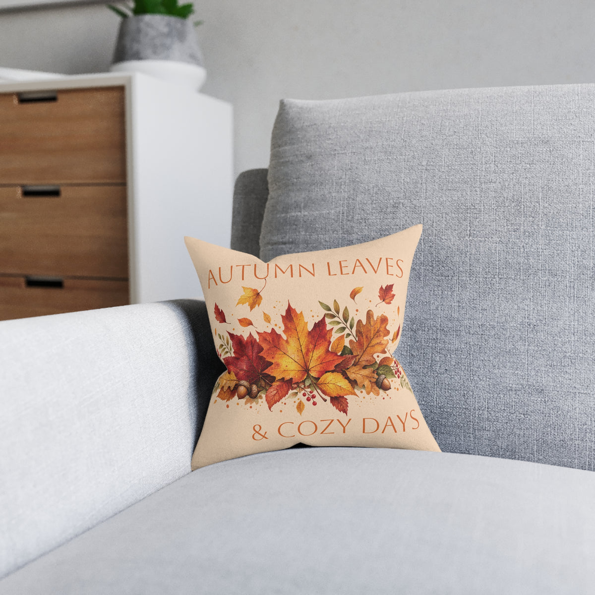 Square Cushion - Autumn Leaves & Cozy Days