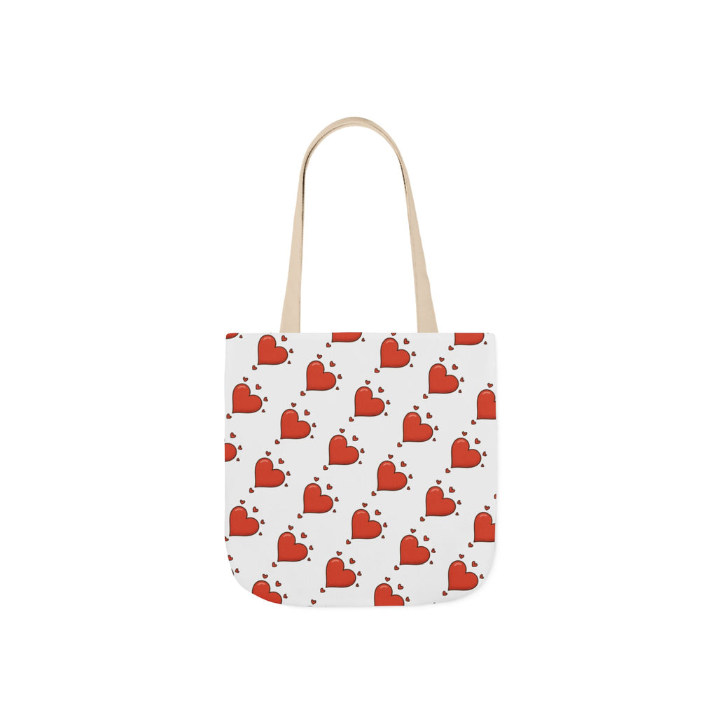 Heart Print Canvas Tote Bag with 5-Color Straps