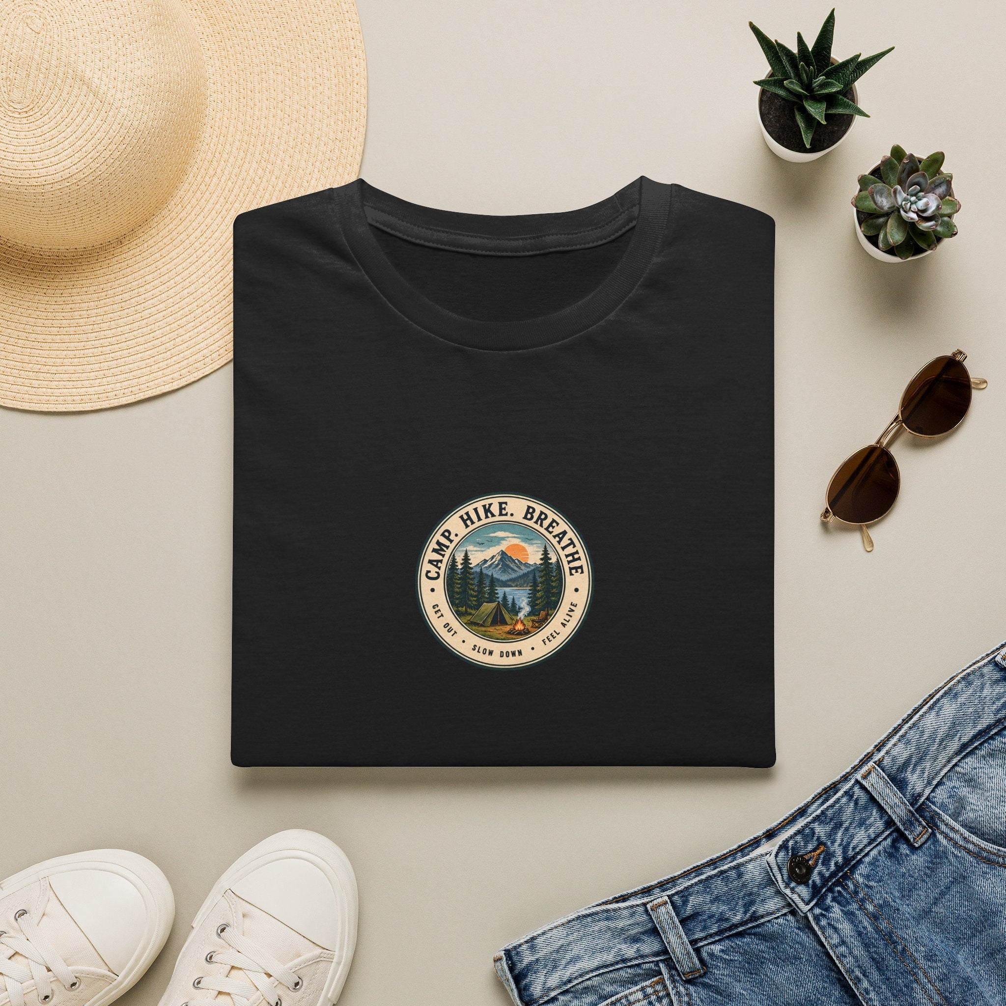 Unisex T-Shirt – Camp. Hike. Breathe. | Outdoor Adventure Tee