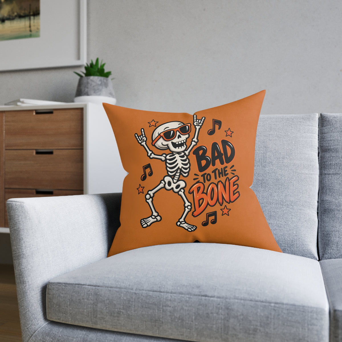 Square Cushion - Bad To The Bone - Halloween