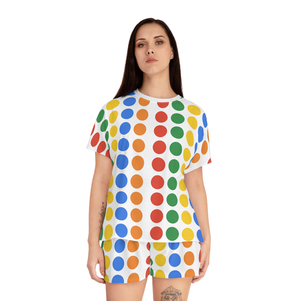 Women's Pyjama Set - Multi Colour Vibrant Circle Pattern