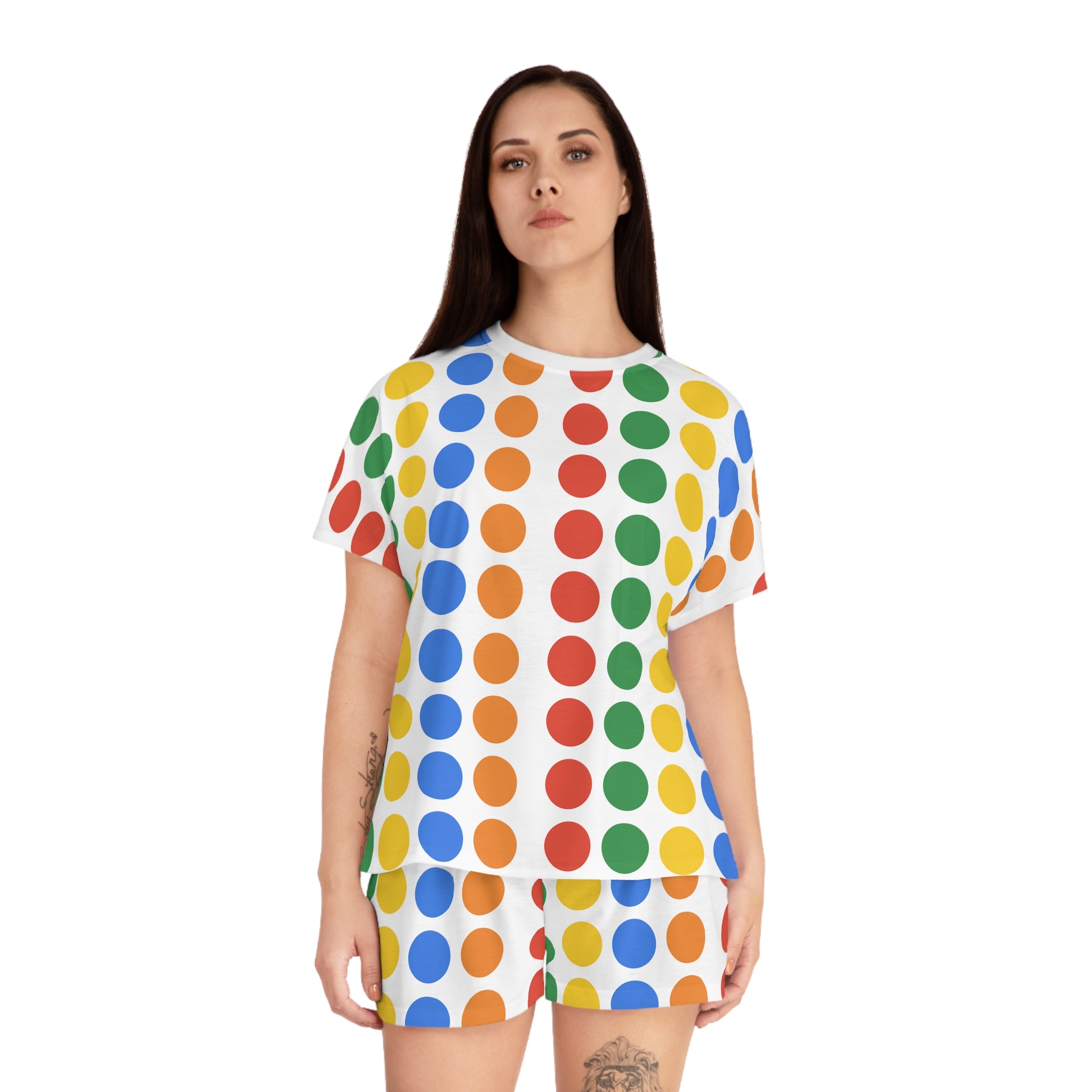 Women's Pyjama Set - Multi Colour Vibrant Circle Pattern