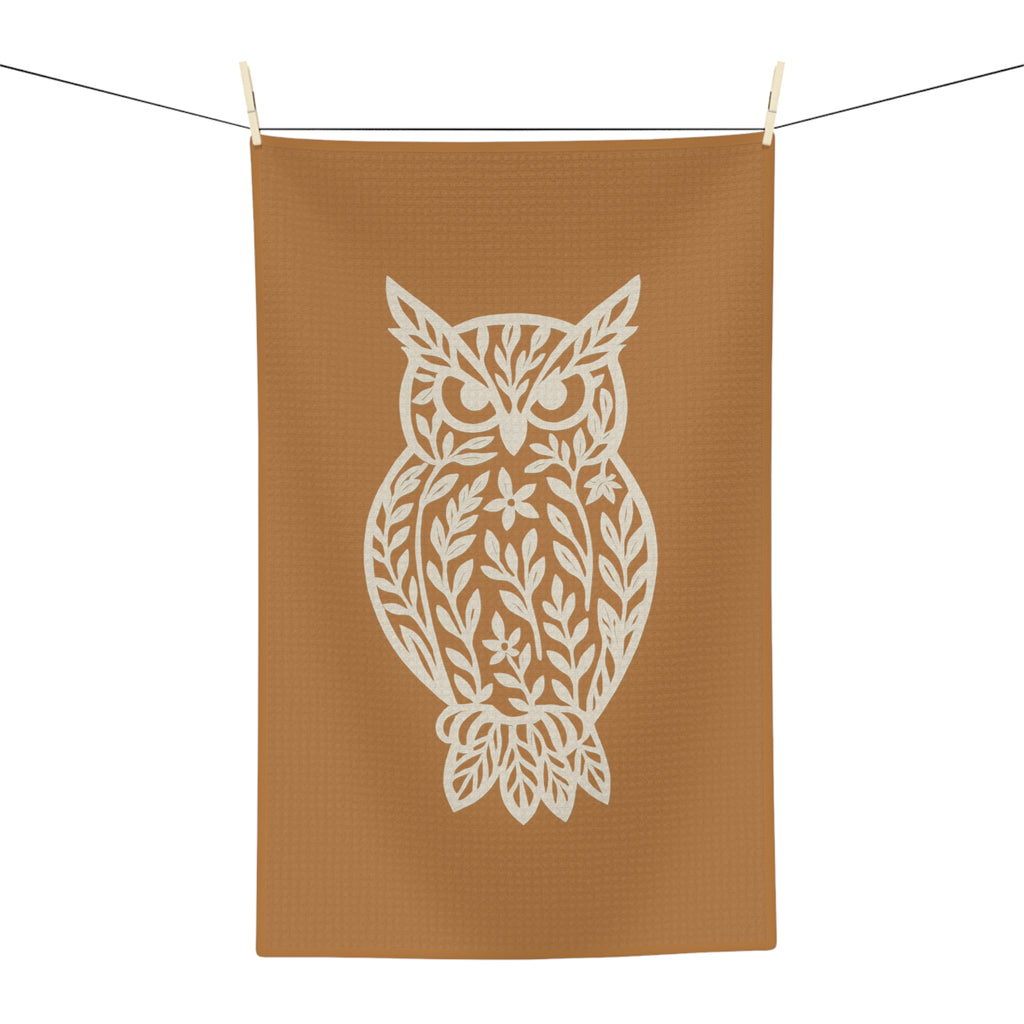 Microfiber Tea Towel - Floral Owl - Nature Design