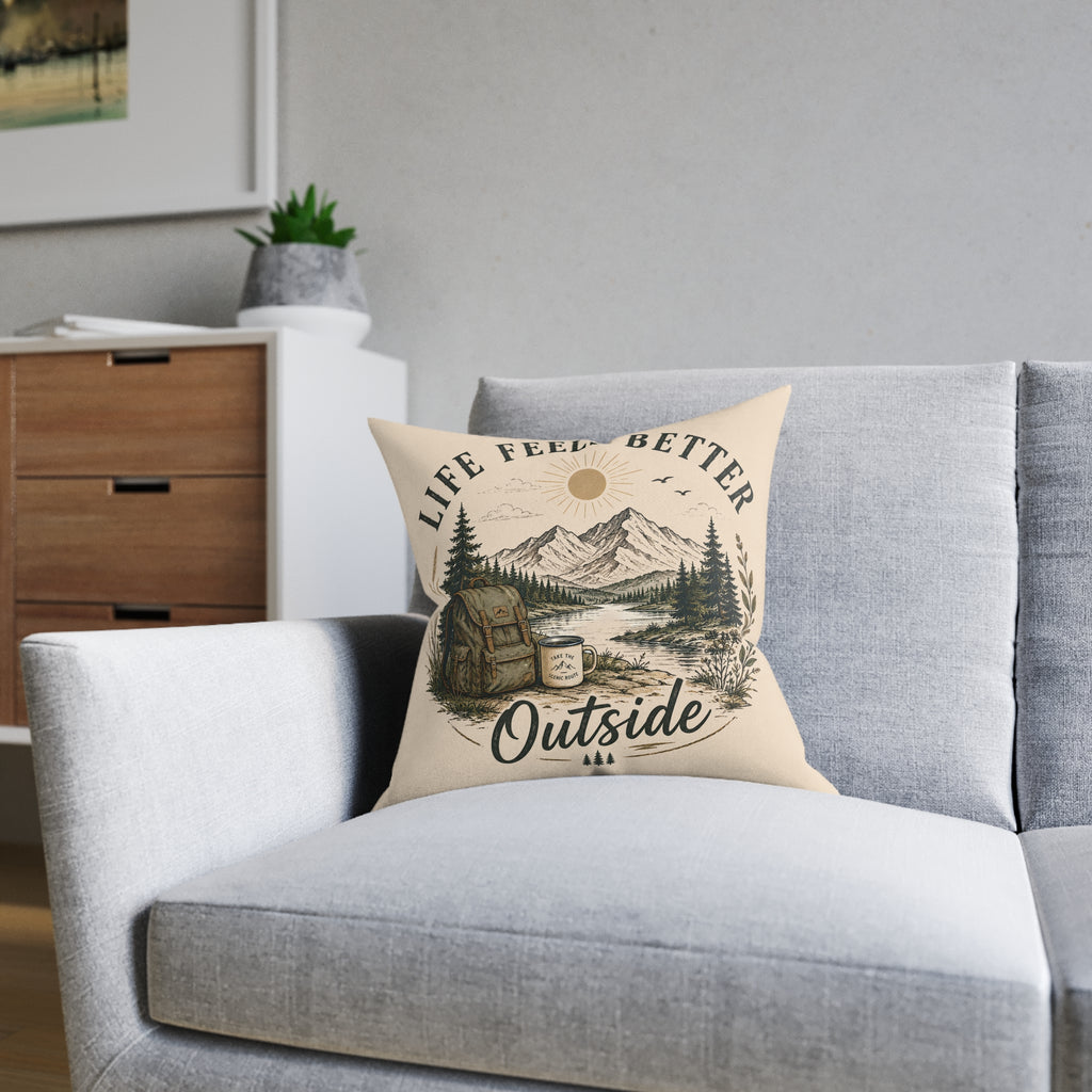 Square Cushion - Life Feels Better Outside