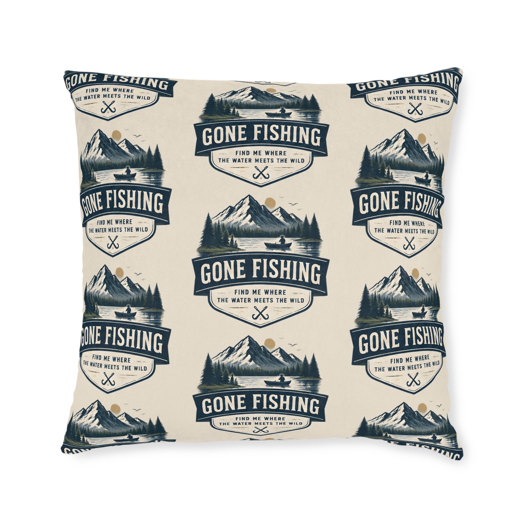 Square Cushion – Gone Fishing | Fishing & Angling Cushion