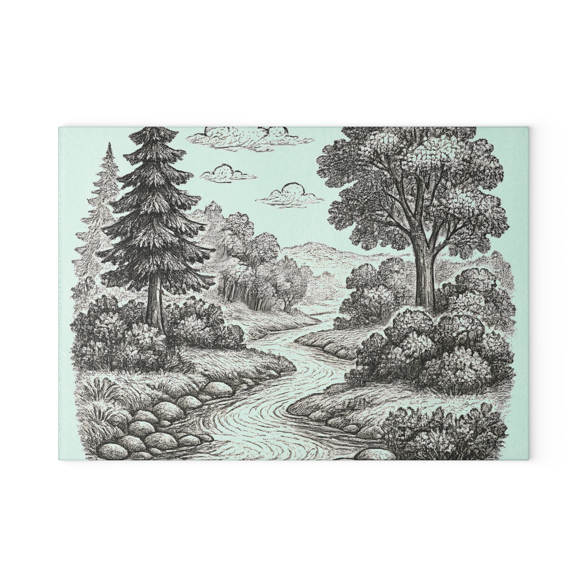 Glass Cutting Board - River Design