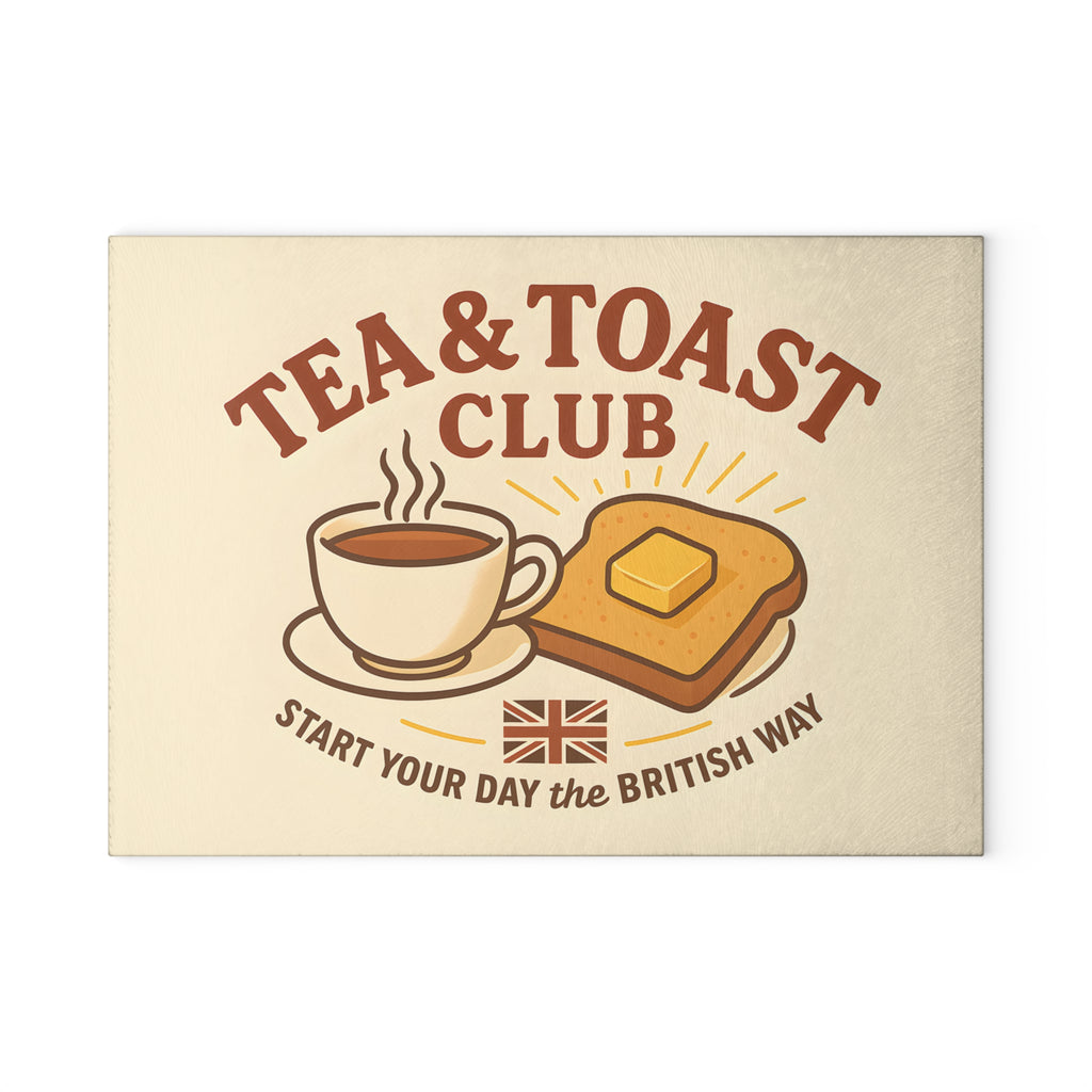 Glass Cutting Board - Tea & Toast Design