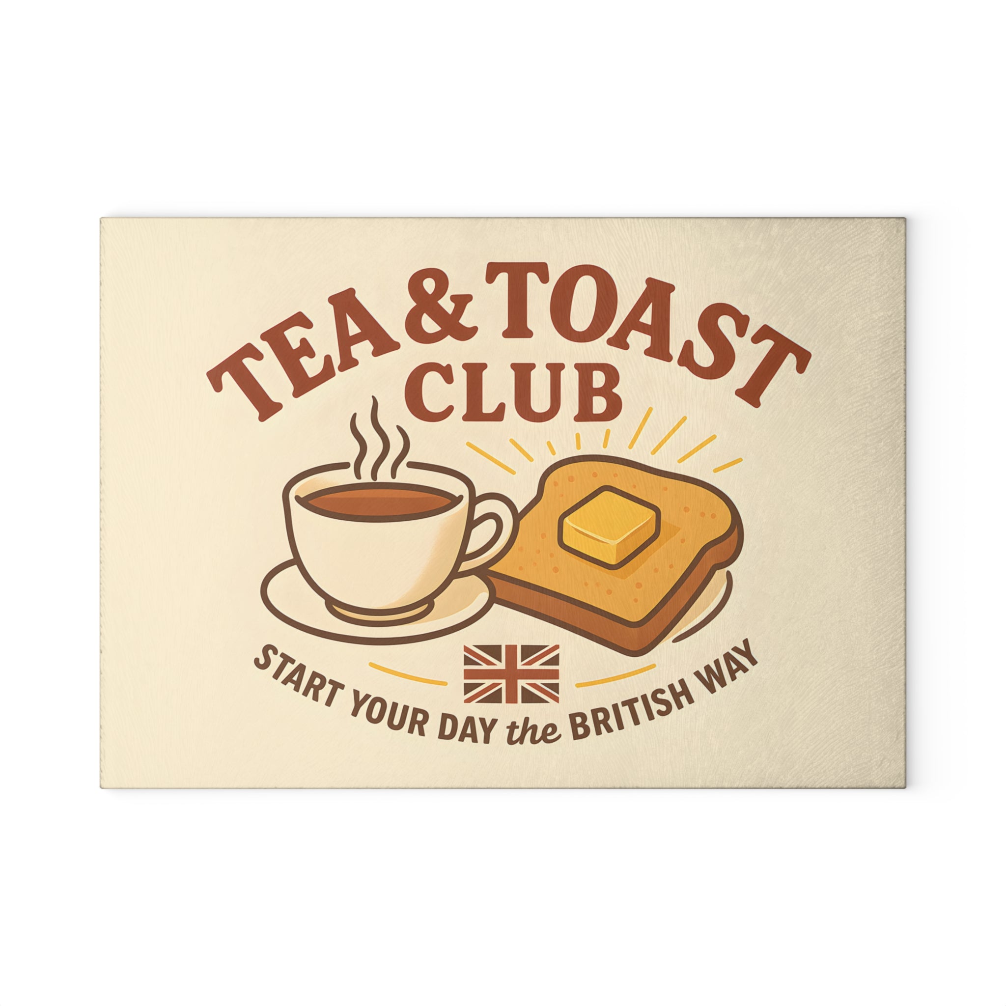 Glass Cutting Board - Tea & Toast Design