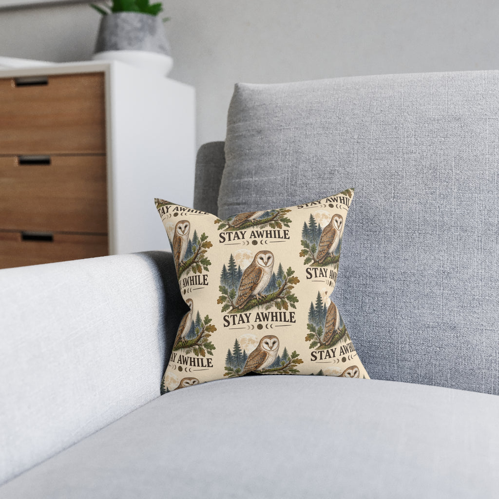 Square Cushion – Stay Awhile | Cosy Home & Welcome Cushion