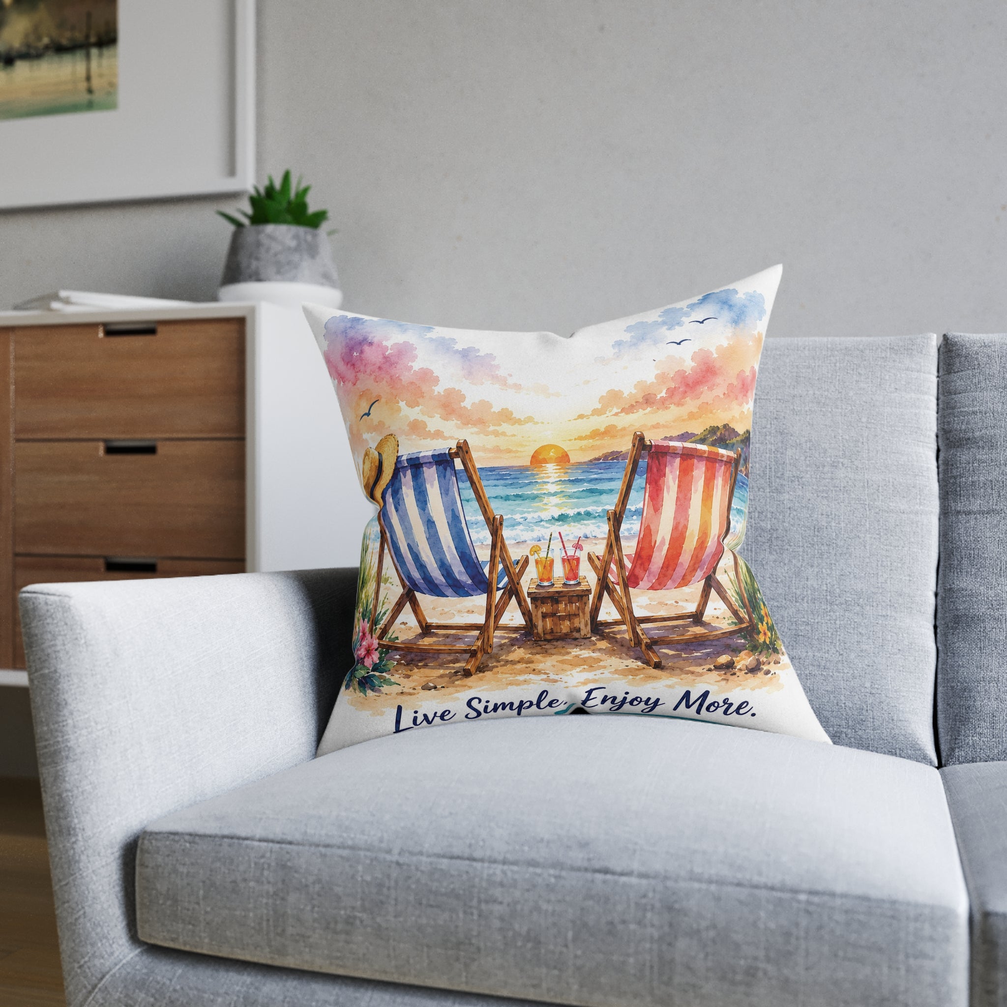 Square Cushion - Live Simple. Enjoy More.