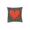 Square Cushion - Hearts & Leaves Design