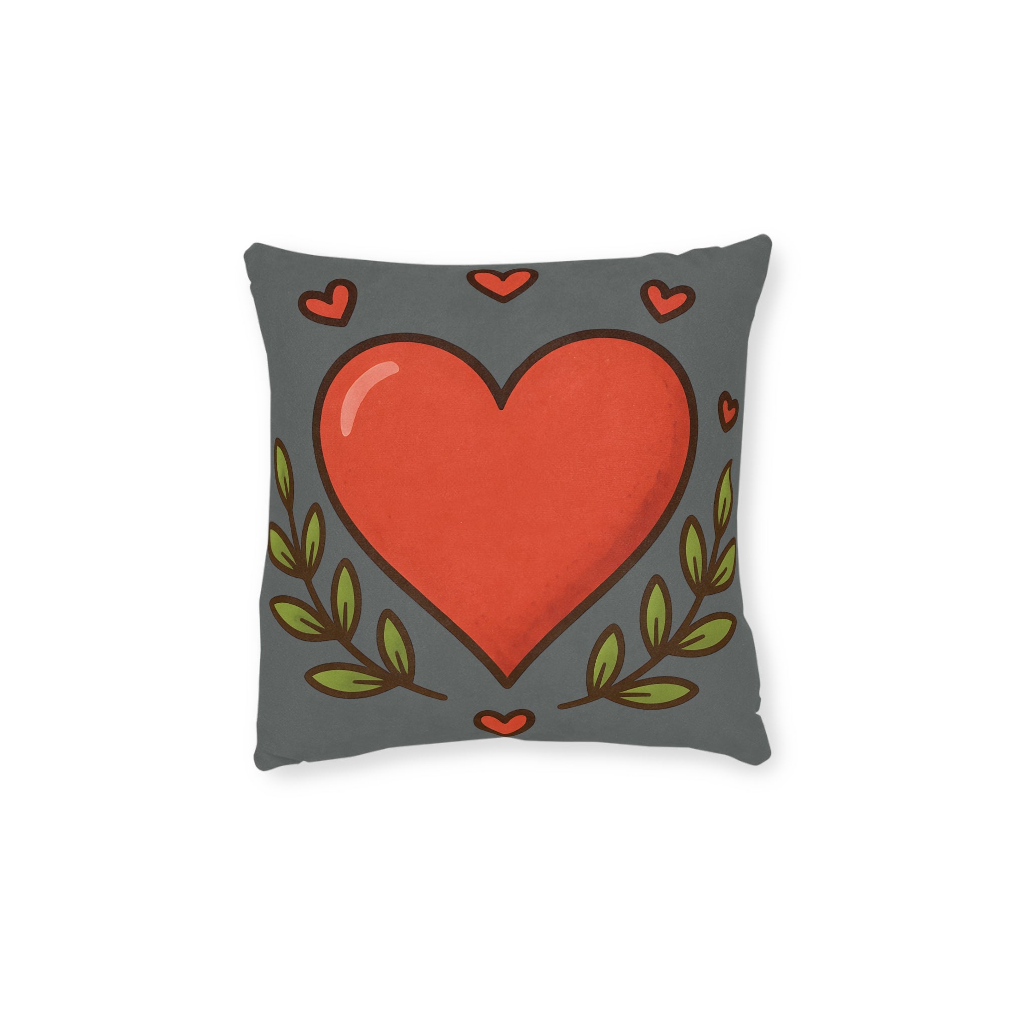 Square Cushion - Hearts & Leaves Design