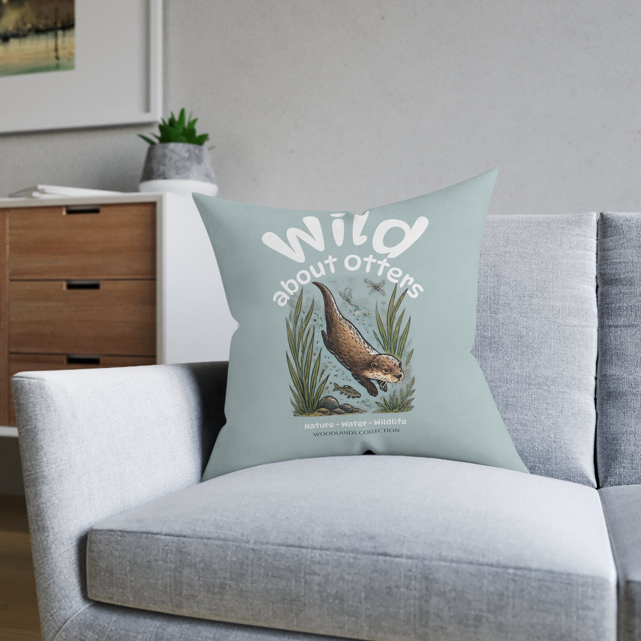 Square Cushion - Wild about Otters