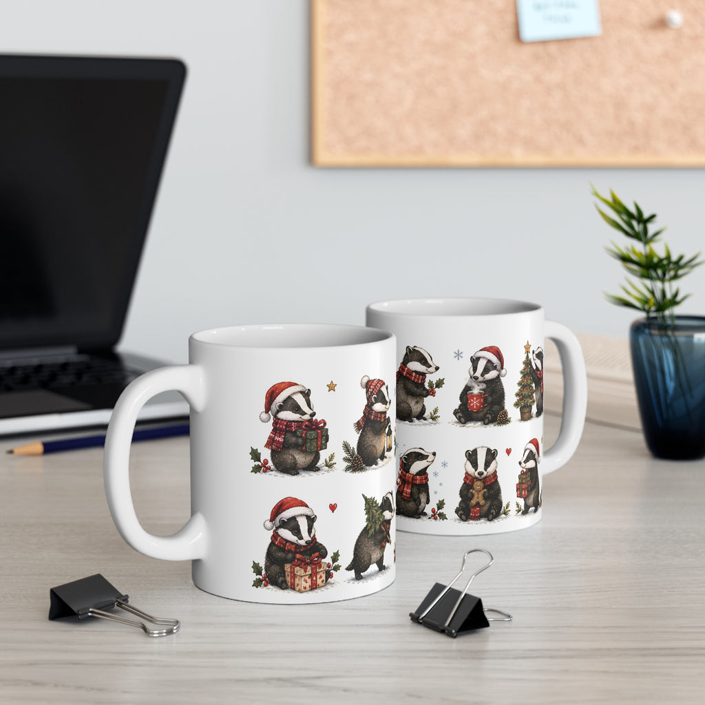 Ceramic Mug - Christmas Woodland Badger