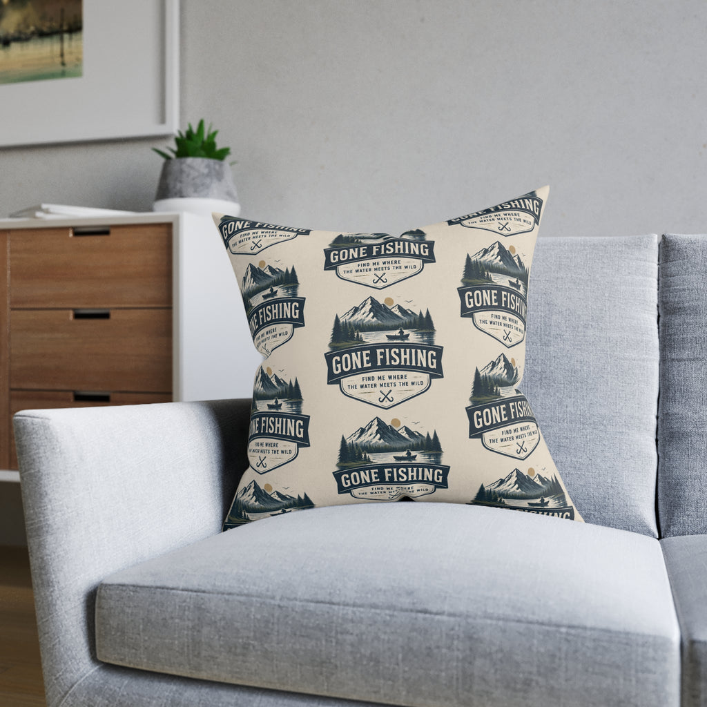 Square Cushion – Gone Fishing | Fishing & Angling Cushion