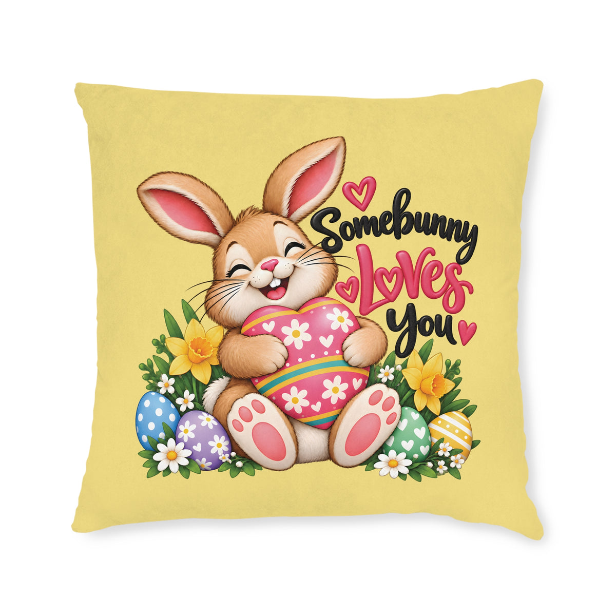 Square Cushion - Somebunny Loves You - Rabbit