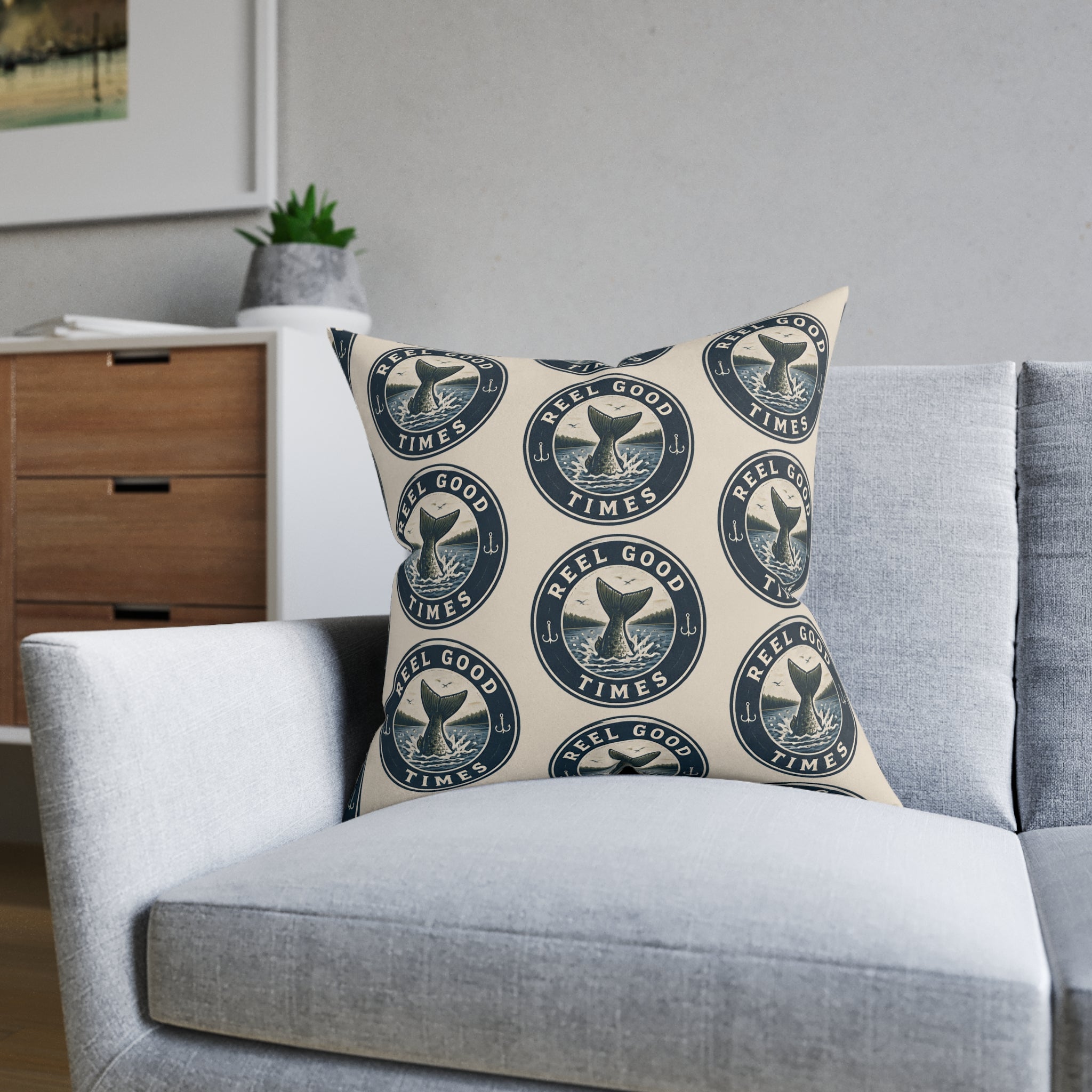 Square Cushion – Reel Good Times | Fishing & Angling Cushion