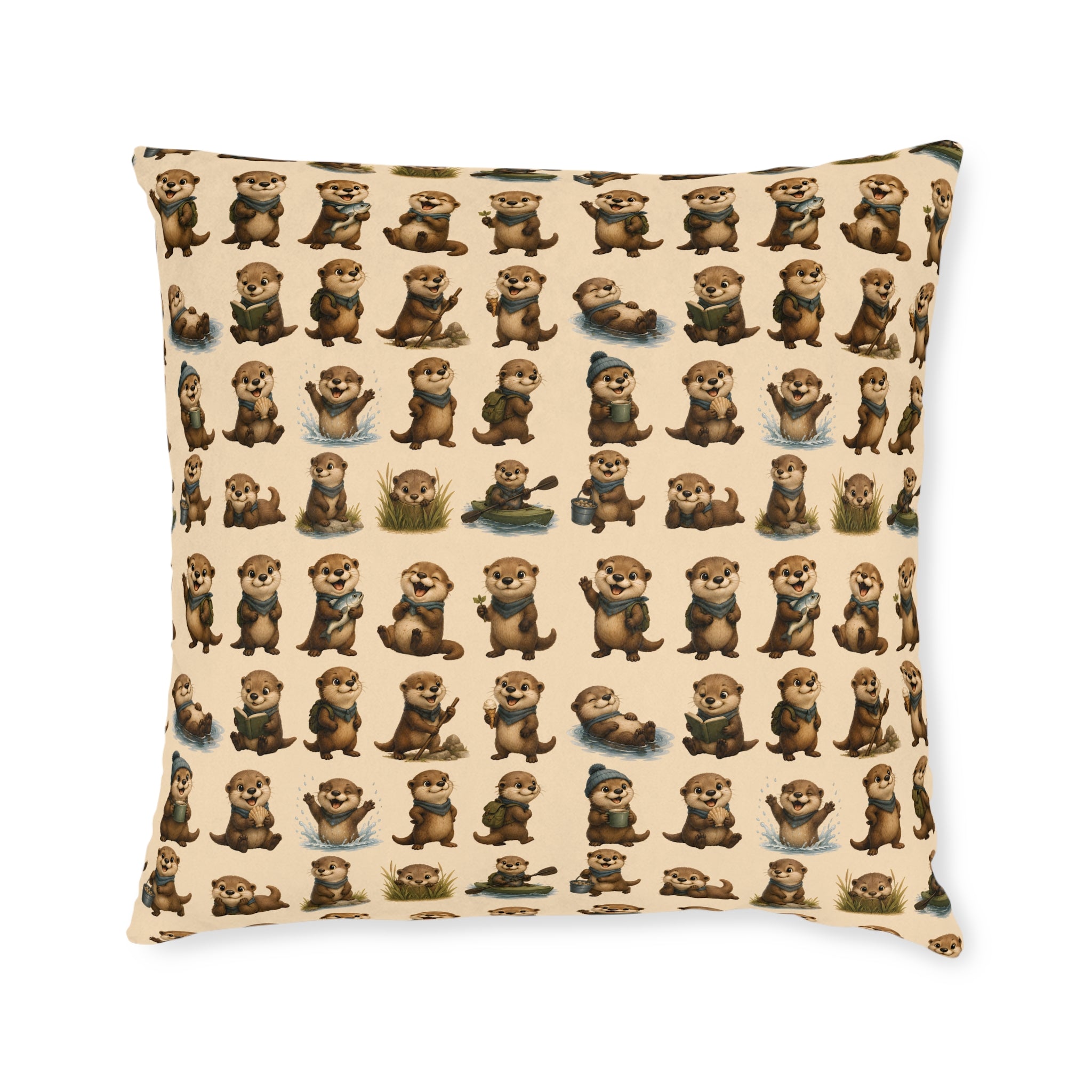 Square Cushion – Otter Fun | Otter Lover & Wildlife Cushion