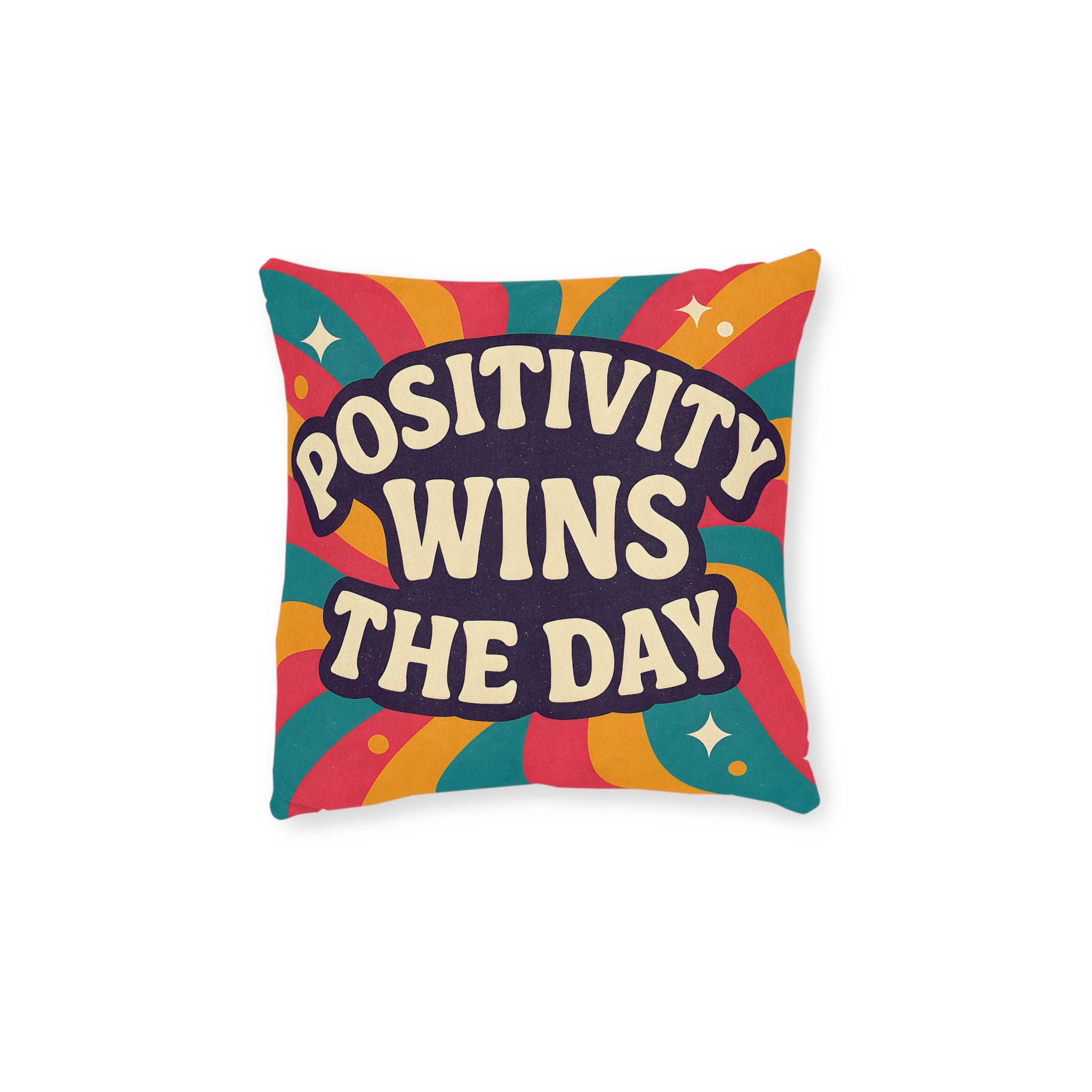 Square Cushion - Positivity Wins the Day Design