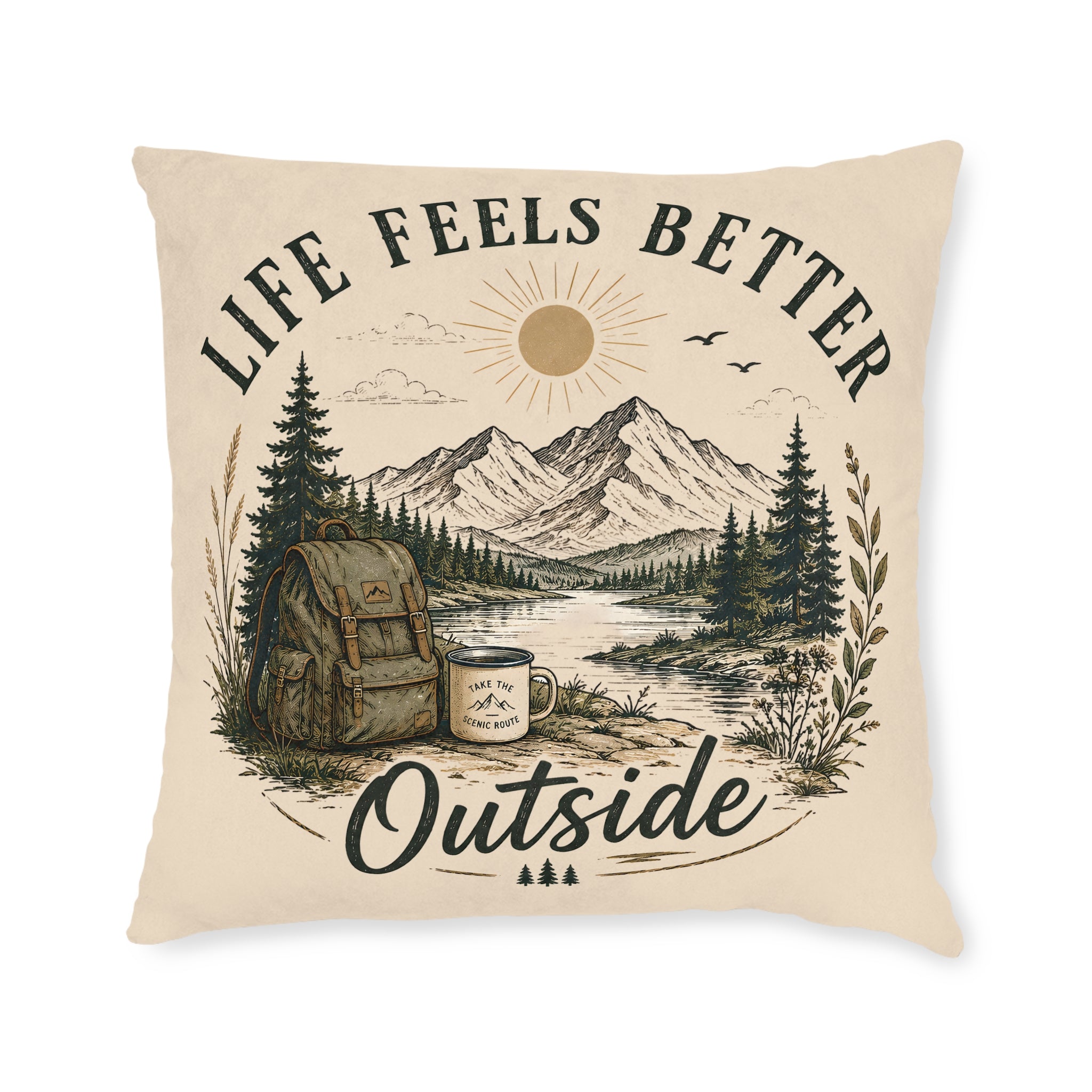 Square Cushion - Life Feels Better Outside