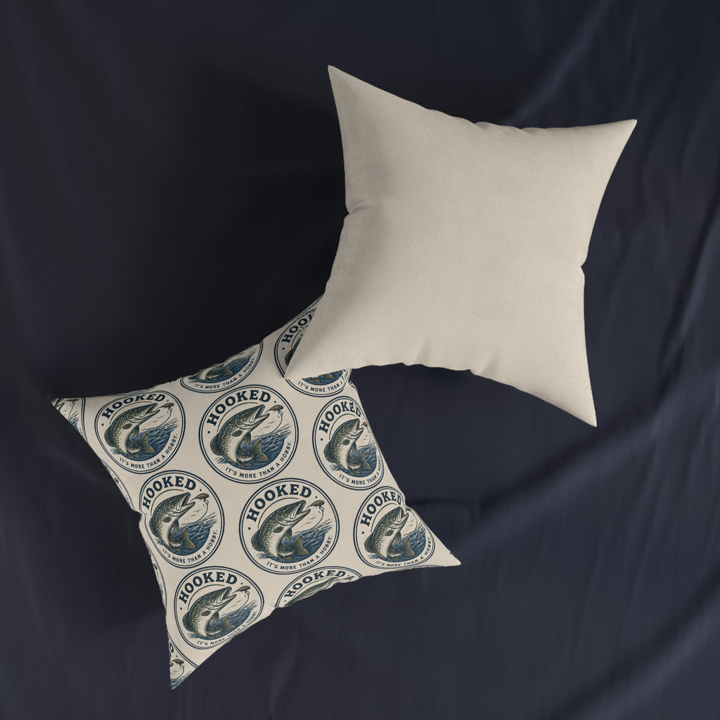 Square Cushion – Hooked – More Than a Hobby | Fishing Lover Cushion