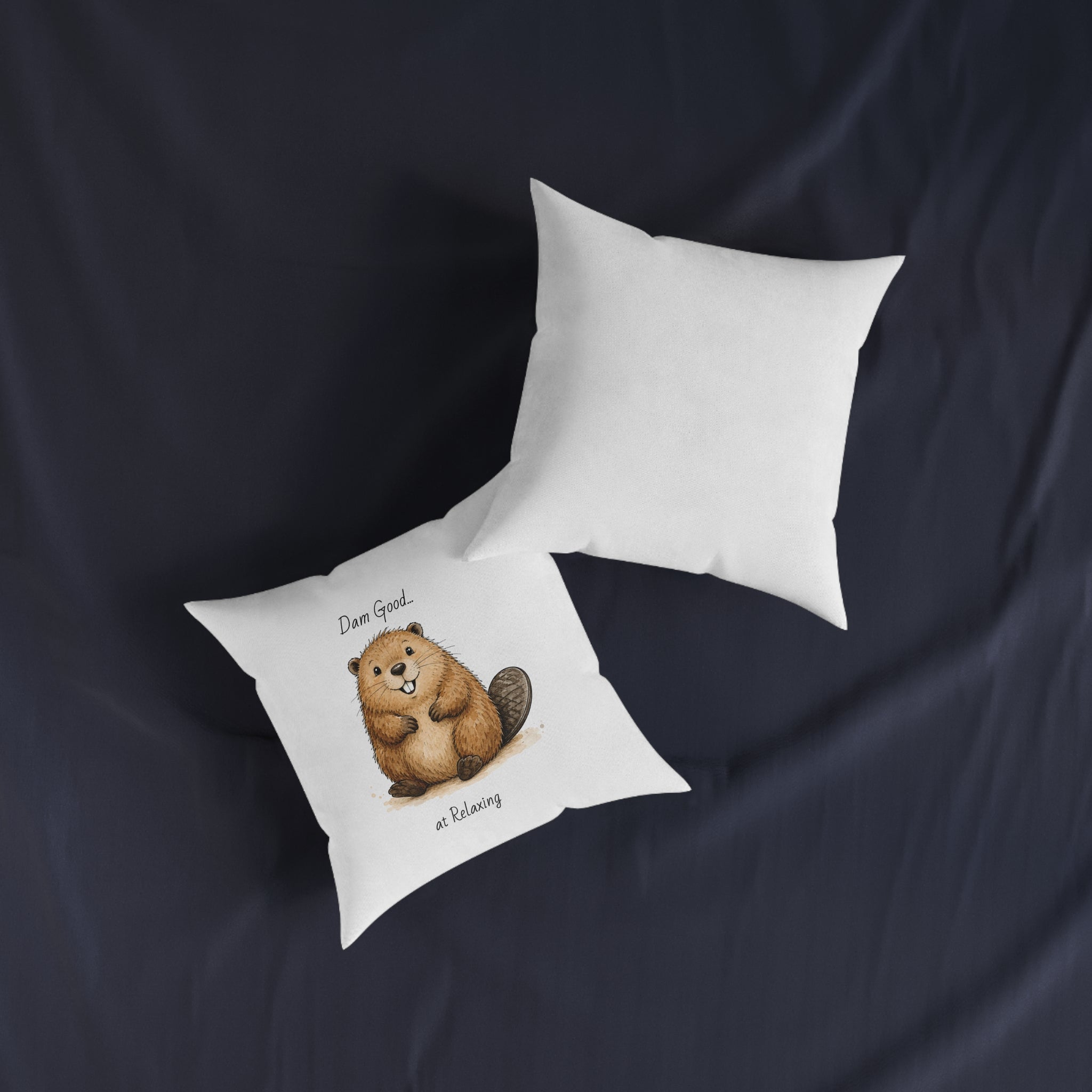Square Cushion – Dam Good at Relaxing! | Funny Beaver Cushion | Animal Lover Gift