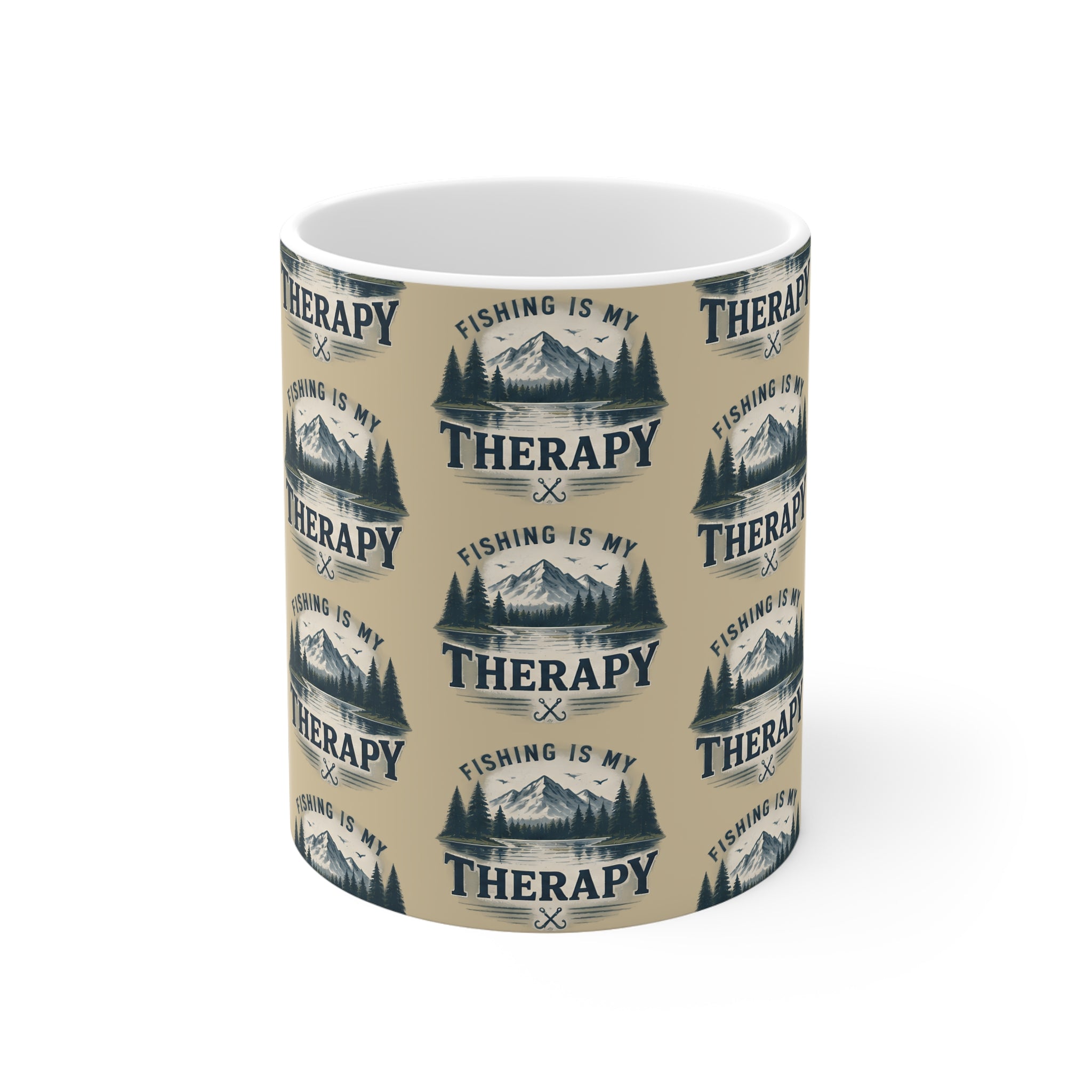 Ceramic Mug – Fishing Is My Therapy | Pattern Fishing Mug