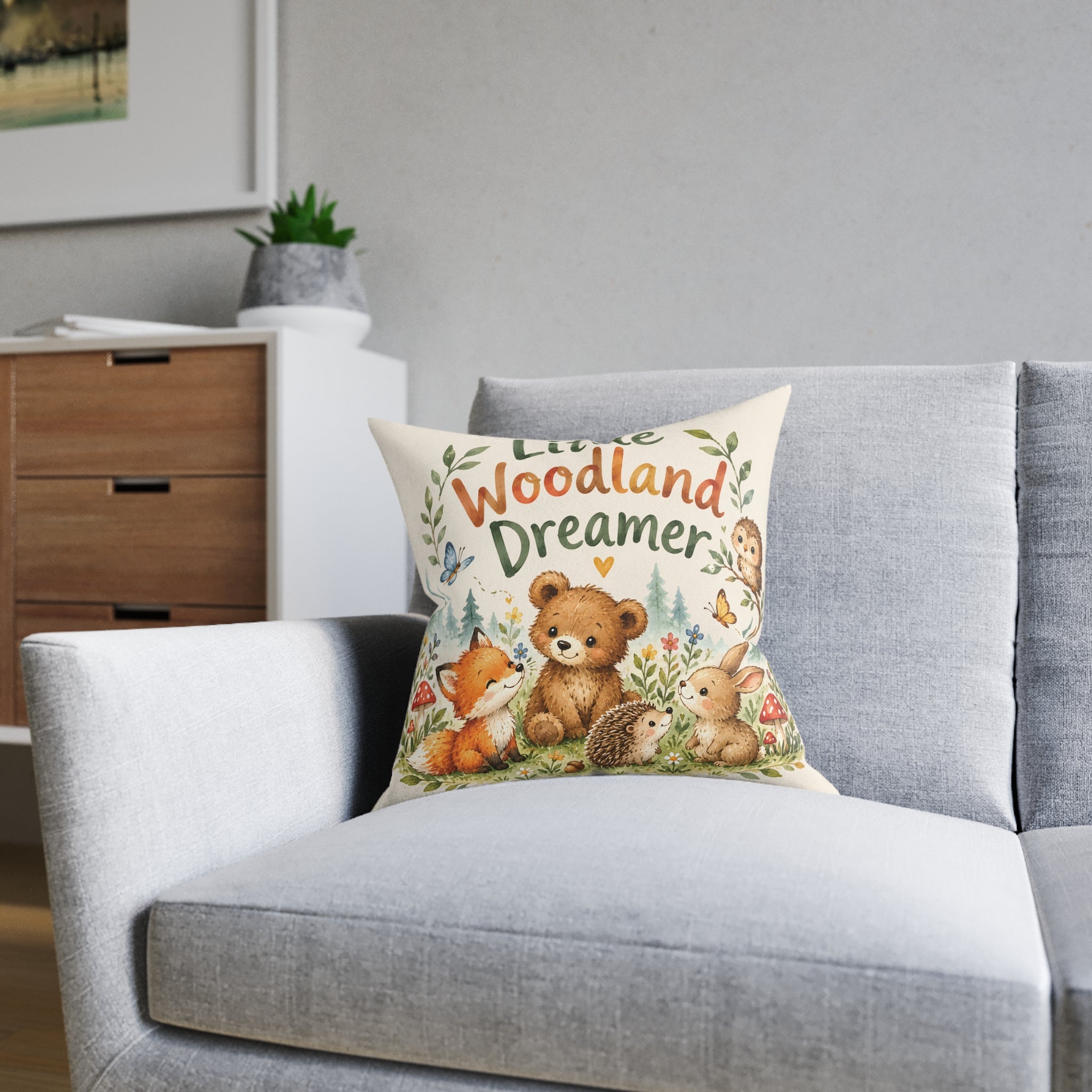 Square Cushion – Little Woodland Dreamer | Woodland Nursery Cushion