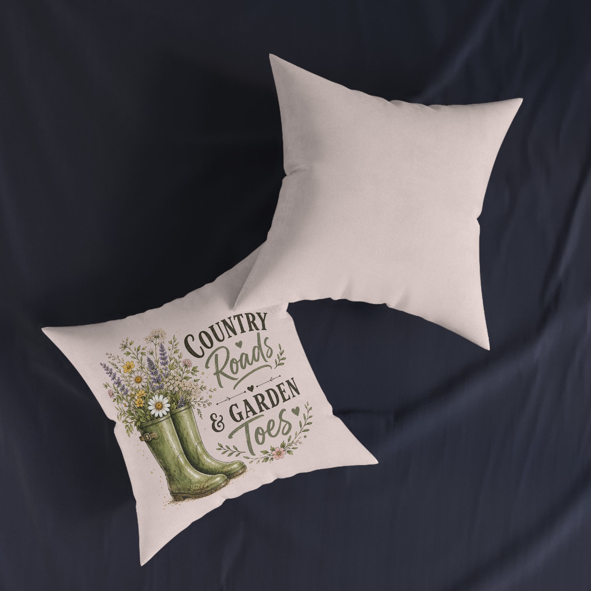 Square Cushion - Country Roads and Garden Toes | Rustic Farmhouse Home Decor