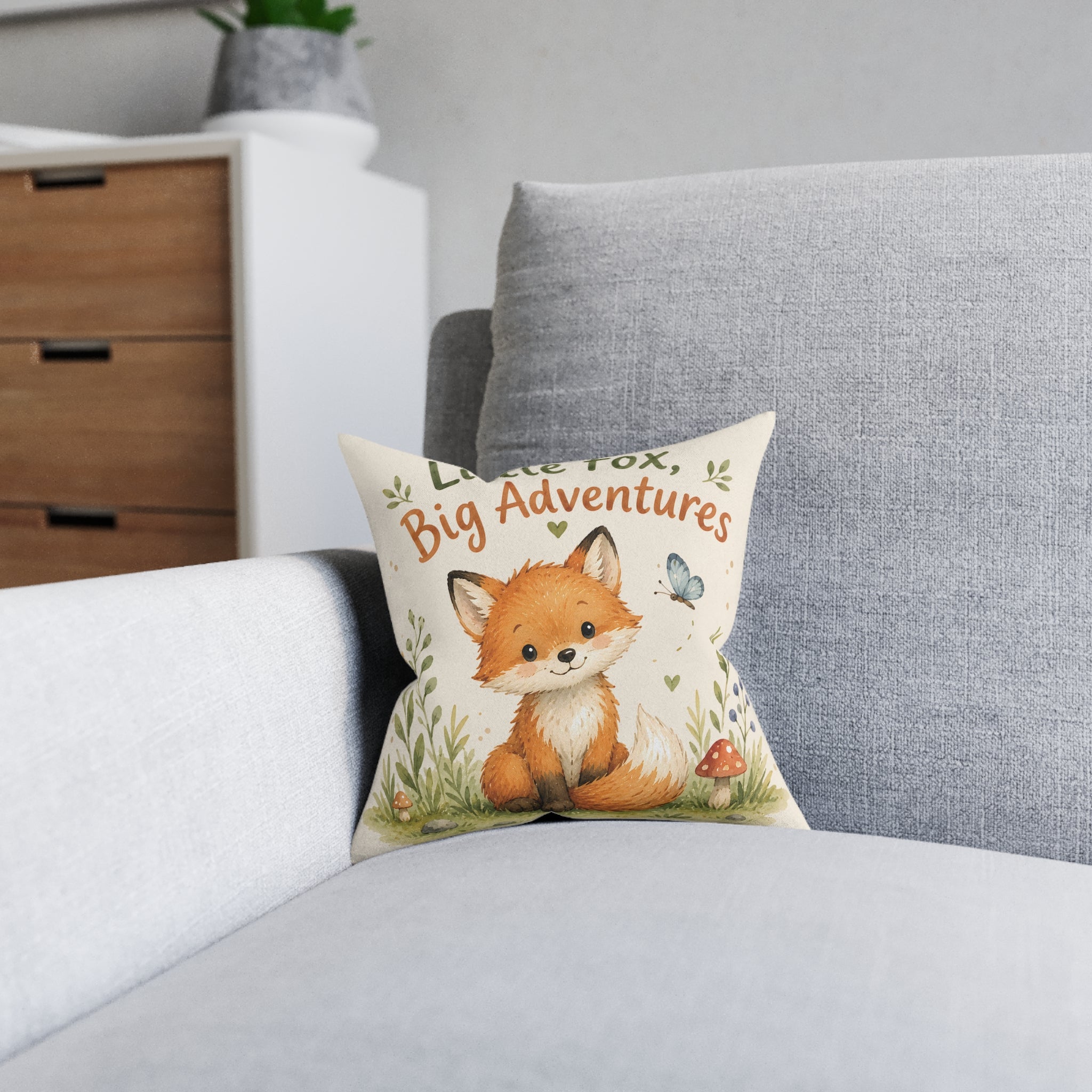 Square Cushion - Litte Fox, Big Adventures Nursery, Playroom, Themed Children Bedrooms