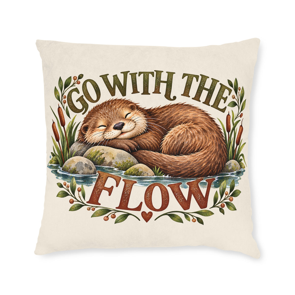 Square Cushion - Go with the Flow - Otter
